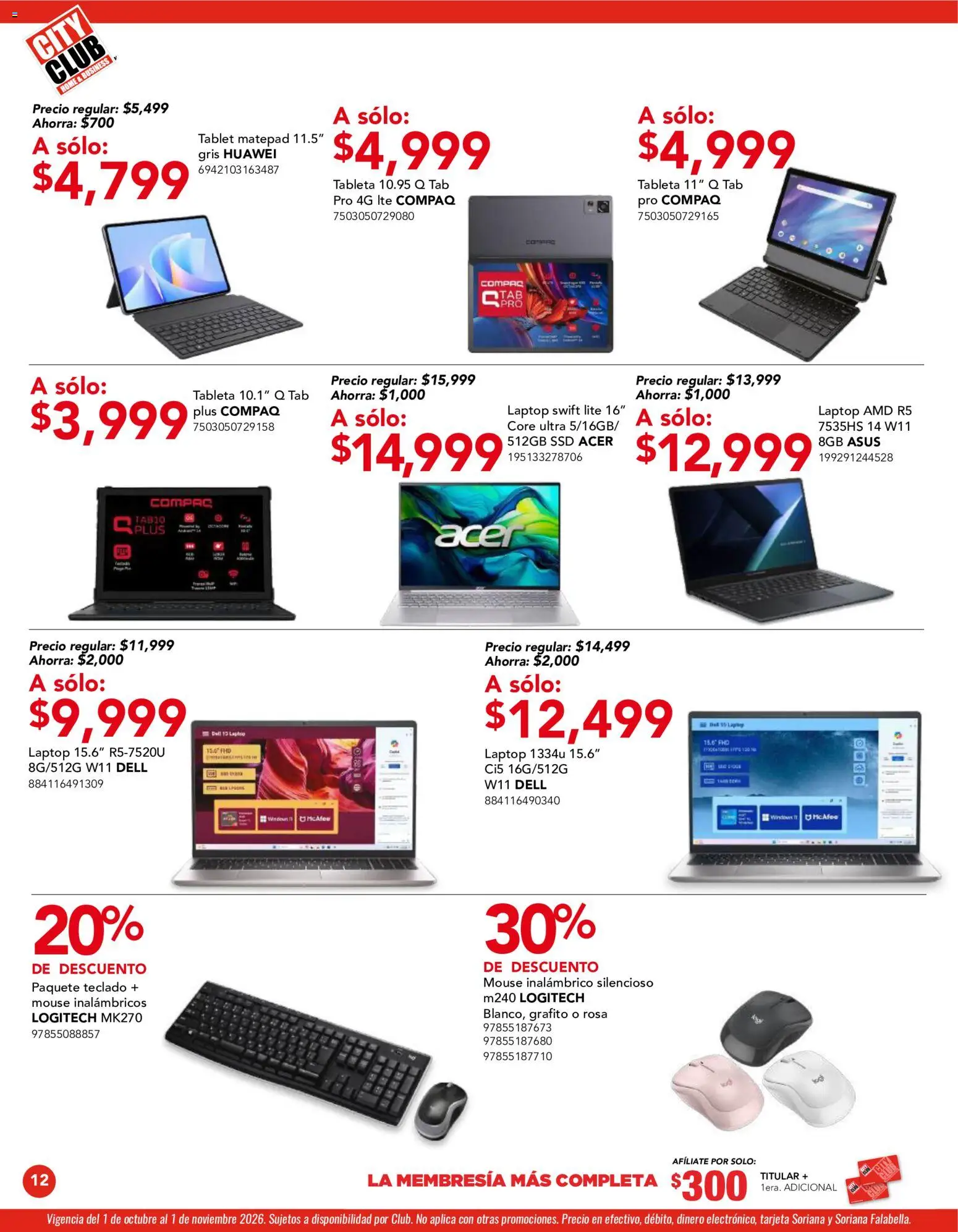 Vista previa las ofertas de la tienda City Club - City Club catálogo desde el 01/10/2026 - Laptop, Tablet, Teclado, Mouse, Tableta