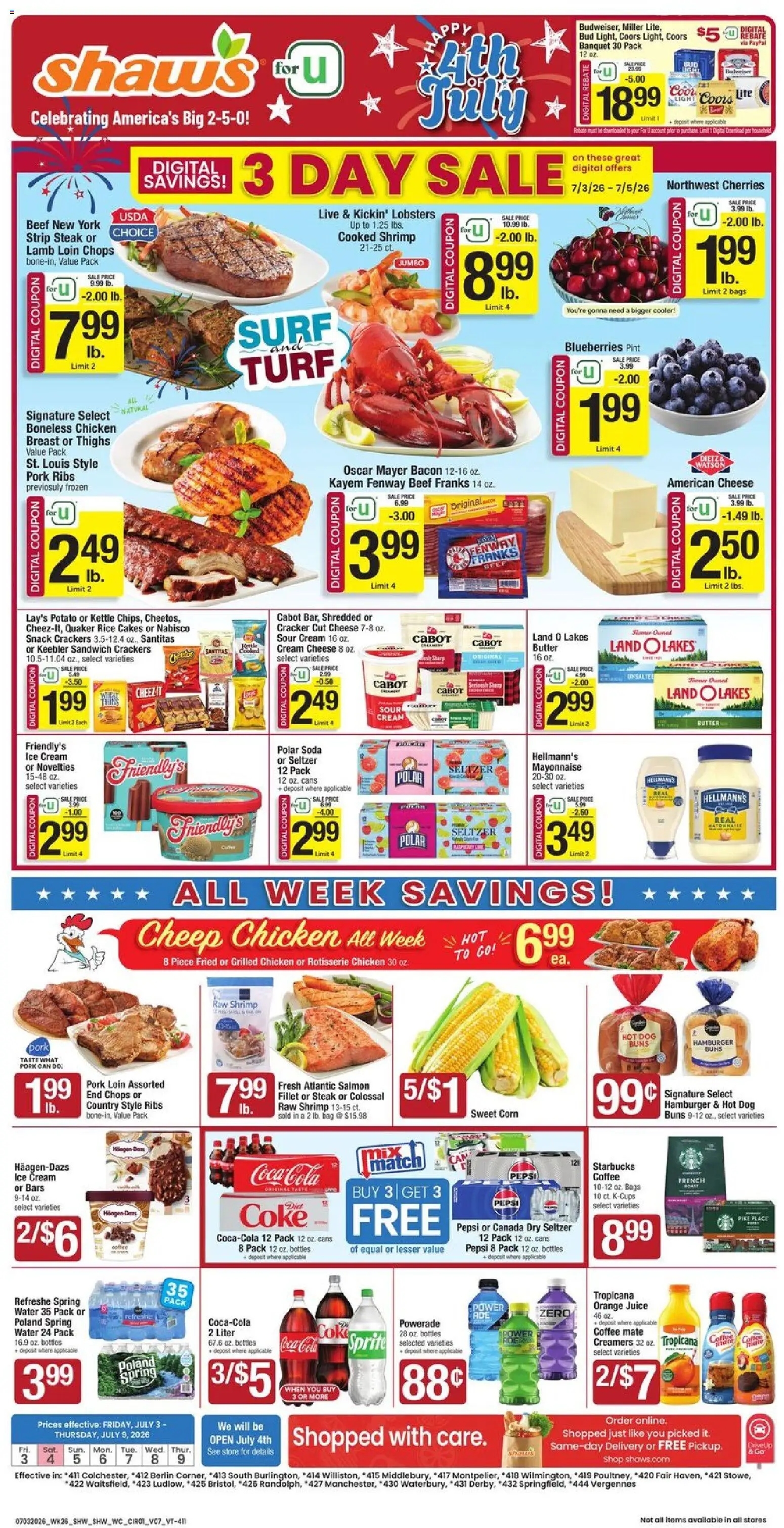 Ad Preview of Shaw's Shaw's Weekly Ad - VT from 07/03/2026