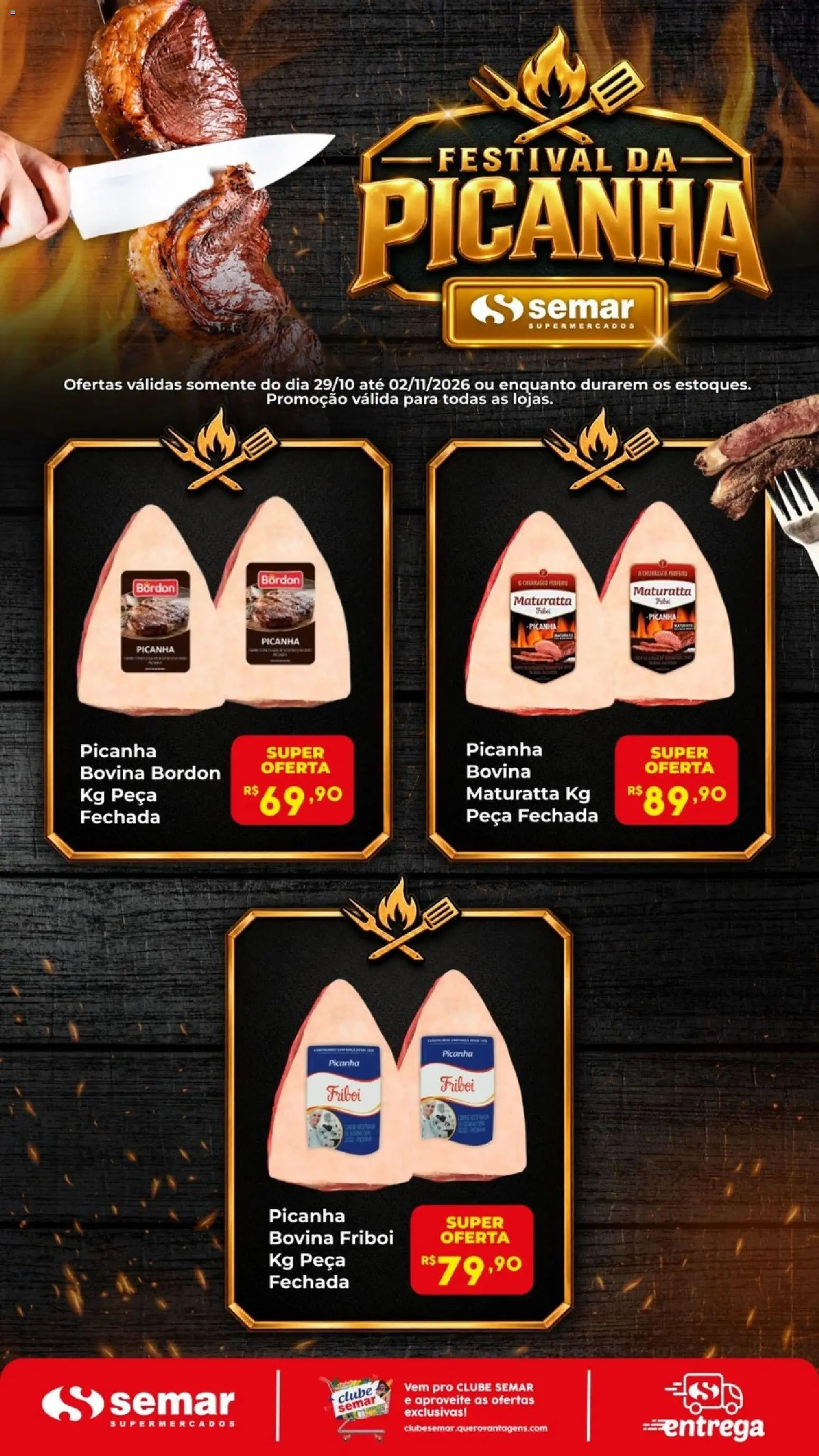 Pré-Visualização do folheto "Semar Supermercado ofertas Picanha" da loja Semar Supermercado válido a partir de 29/10/2026