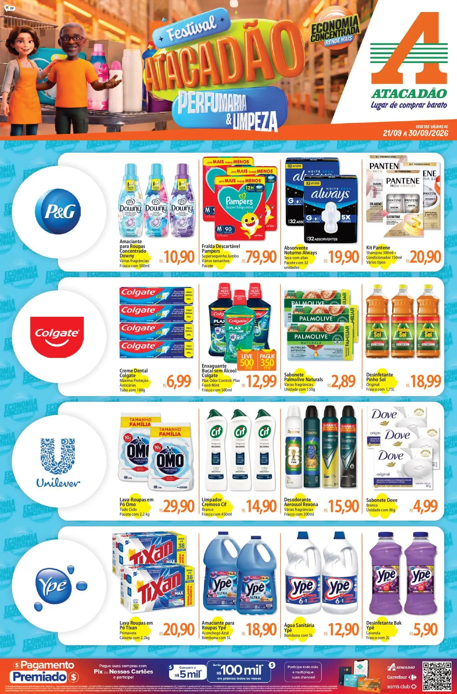 Pré-Visualização do folheto "Atacadão ofertas - DF" da loja Atacadão válido a partir de 21/09/2026 - Água, Roupas, Absorvente, Desodorante, Sabonete, Enxaguante bucal, Rexona, Água sanitária