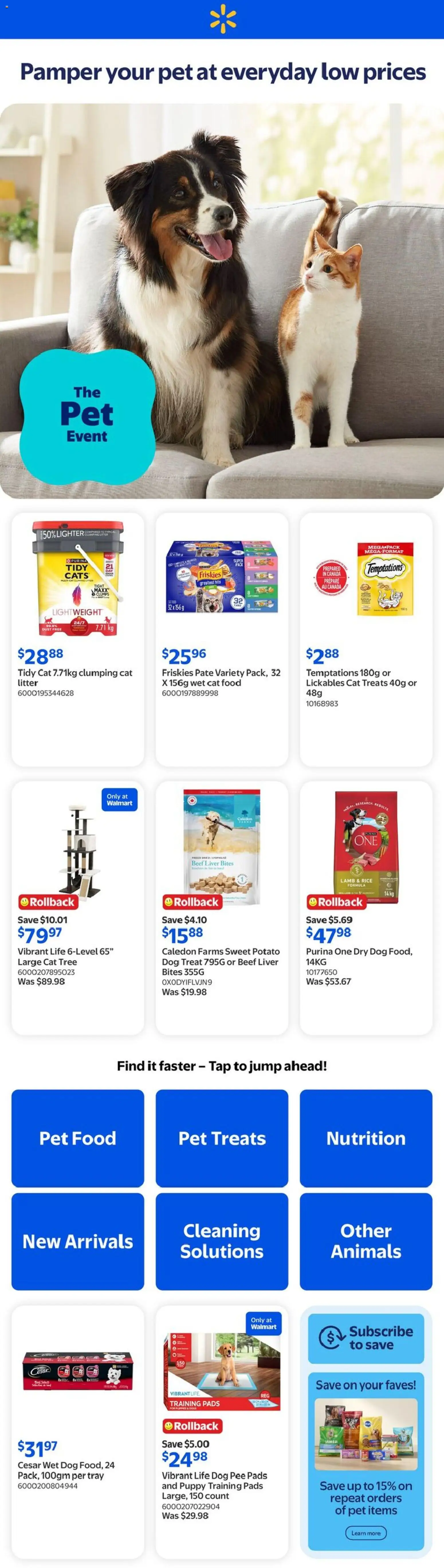 Preview of leaflet Walmart flyer - The Pet Event from shop Walmart is valid from Apr 30, 2026 - Food, Lamb, Rice, Beef, Liver, Pâté