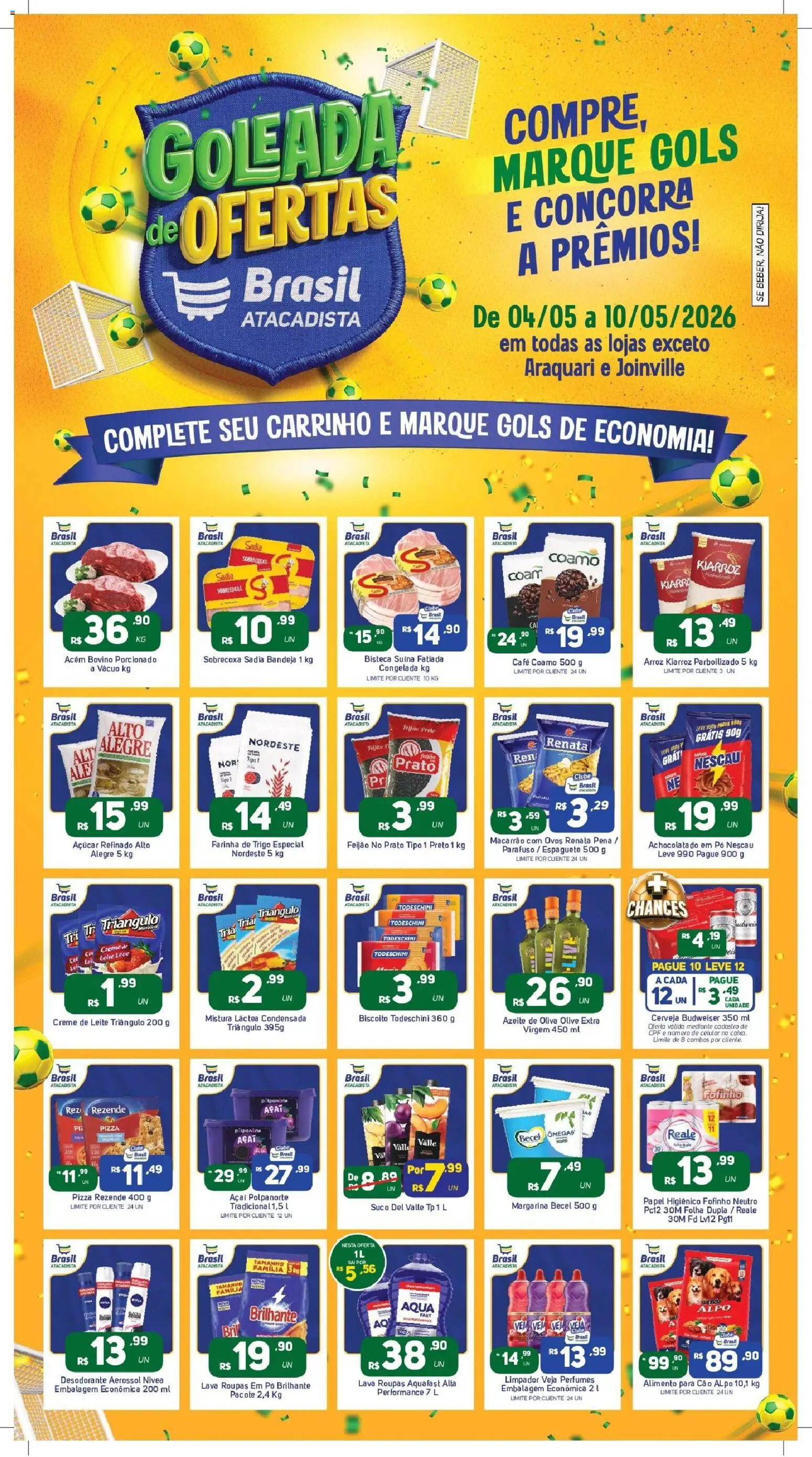 Pré-Visualização do folheto "Brasil Atacadista - Ofertas da semana" da loja Brasil Atacadista válido a partir de 04/05/2026 - Pizza, Roupas, Leite, Nescau, Azeite de oliva, Farinha de trigo, Espaguete, Achocolatado