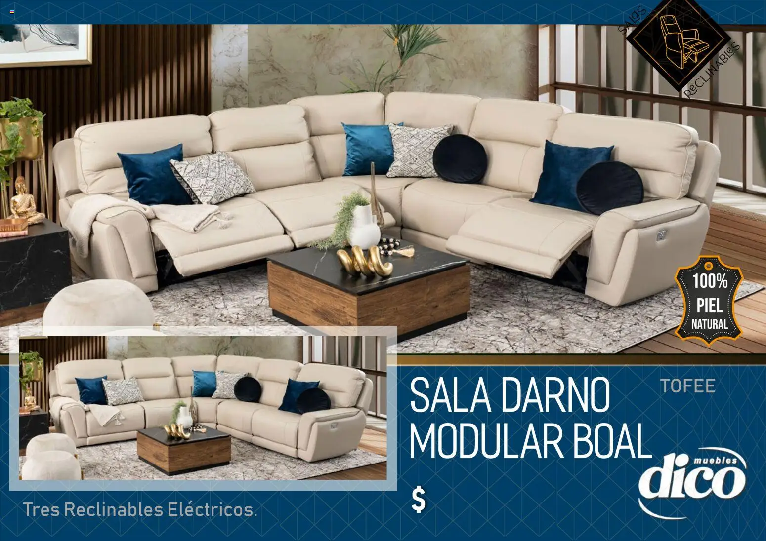 Vista previa las ofertas de la tienda Muebles Dico - Catálogo Salas reclinables desde el 01/01/2026 - Café, Sillón, Sillón reclinable
