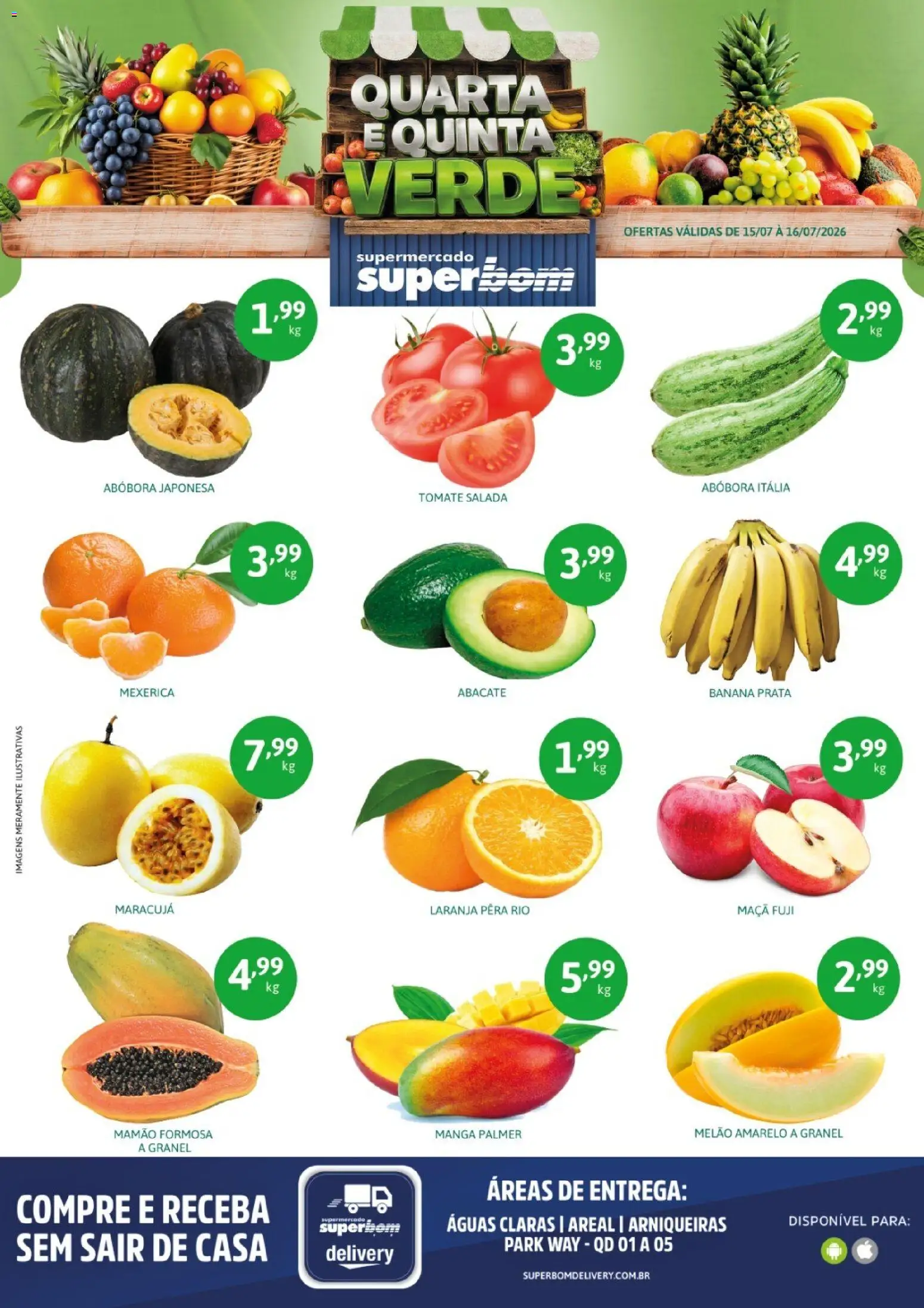 Pré-Visualização do folheto "Superbom - Ofertas da semana" da loja Superbom válido a partir de 15/07/2026 - Manga, Abóbora, Tomate, Abacate, Salada, Melão, Mamão, Melão amarelo
