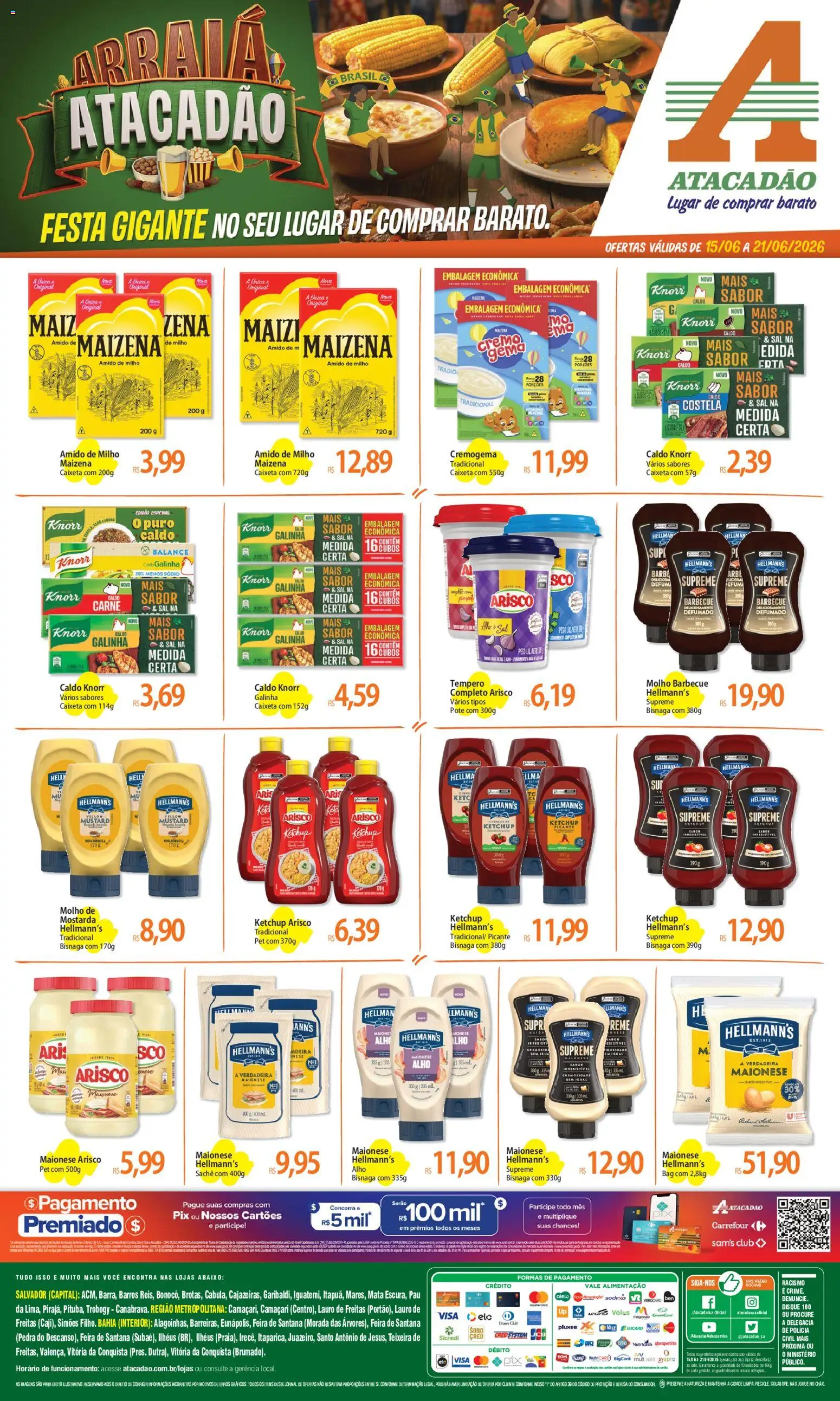 Pré-Visualização do folheto "Atacadão ofertas - BA" da loja Atacadão válido a partir de 15/06/2026 - Sal, Carne, Chá, Ketchup, Amido de milho, Alho, Mostarda, Knorr