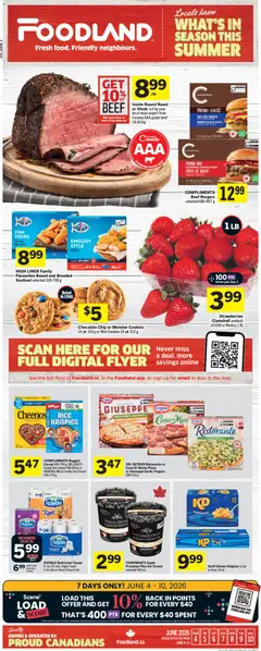 Un aperçu du dépliant Foodland weekly flyer / circulaire du magasin Foodland est valide à partir 4 juin 2026