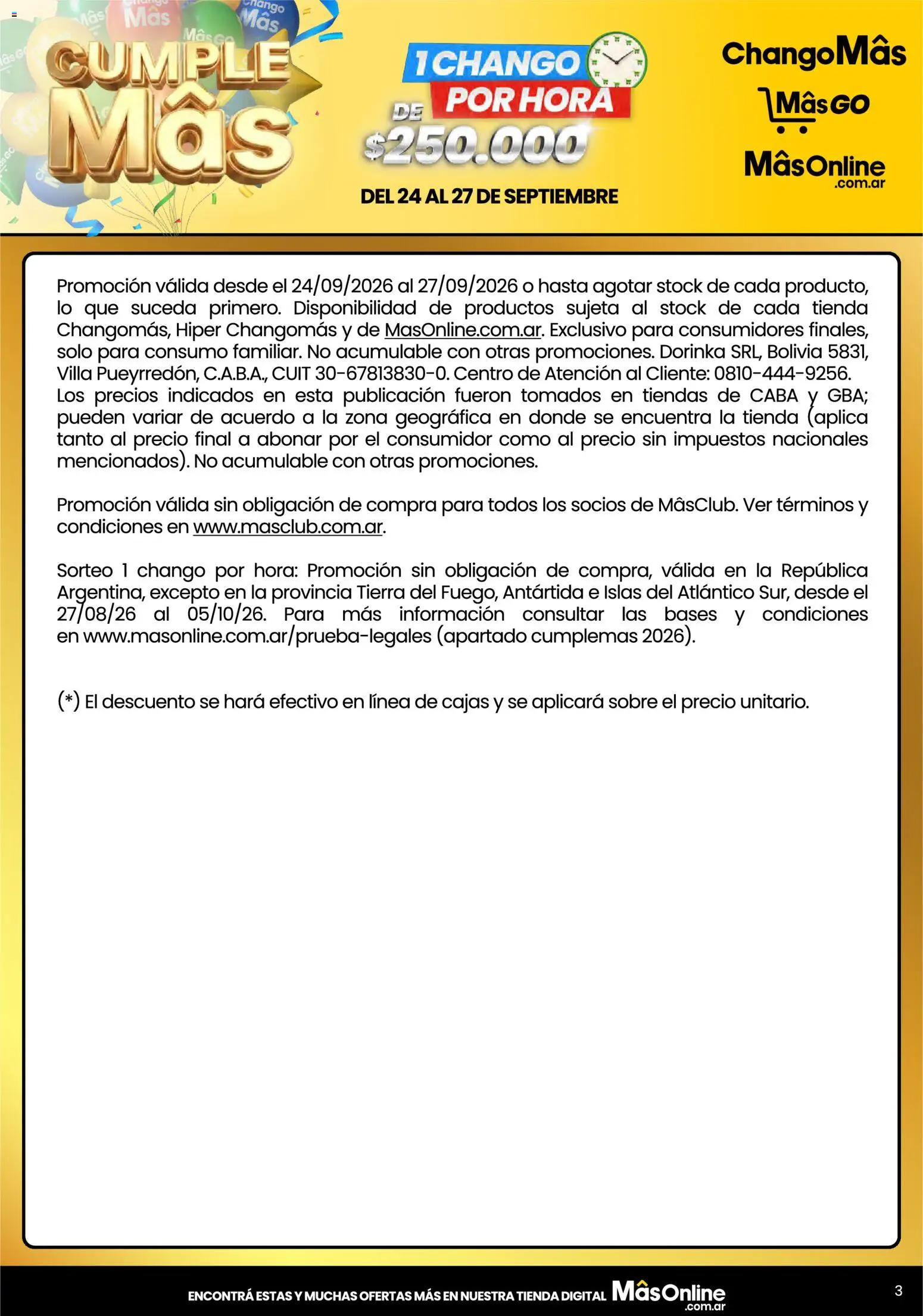 Vista previa del folleto de la tienda Changomas válido desde el 24/09/2026 