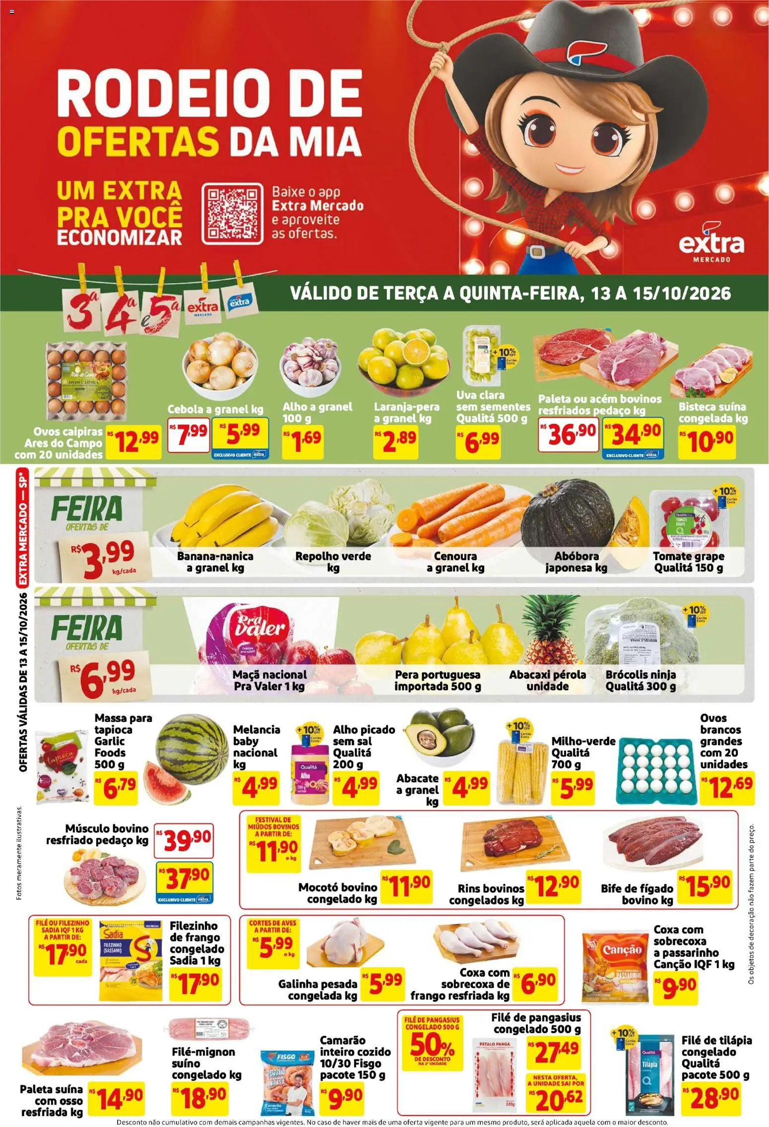 Pré-Visualização do folheto "Extra ofertas de Mercado Terça e Quinta" da loja Extra válido a partir de 13/10/2026