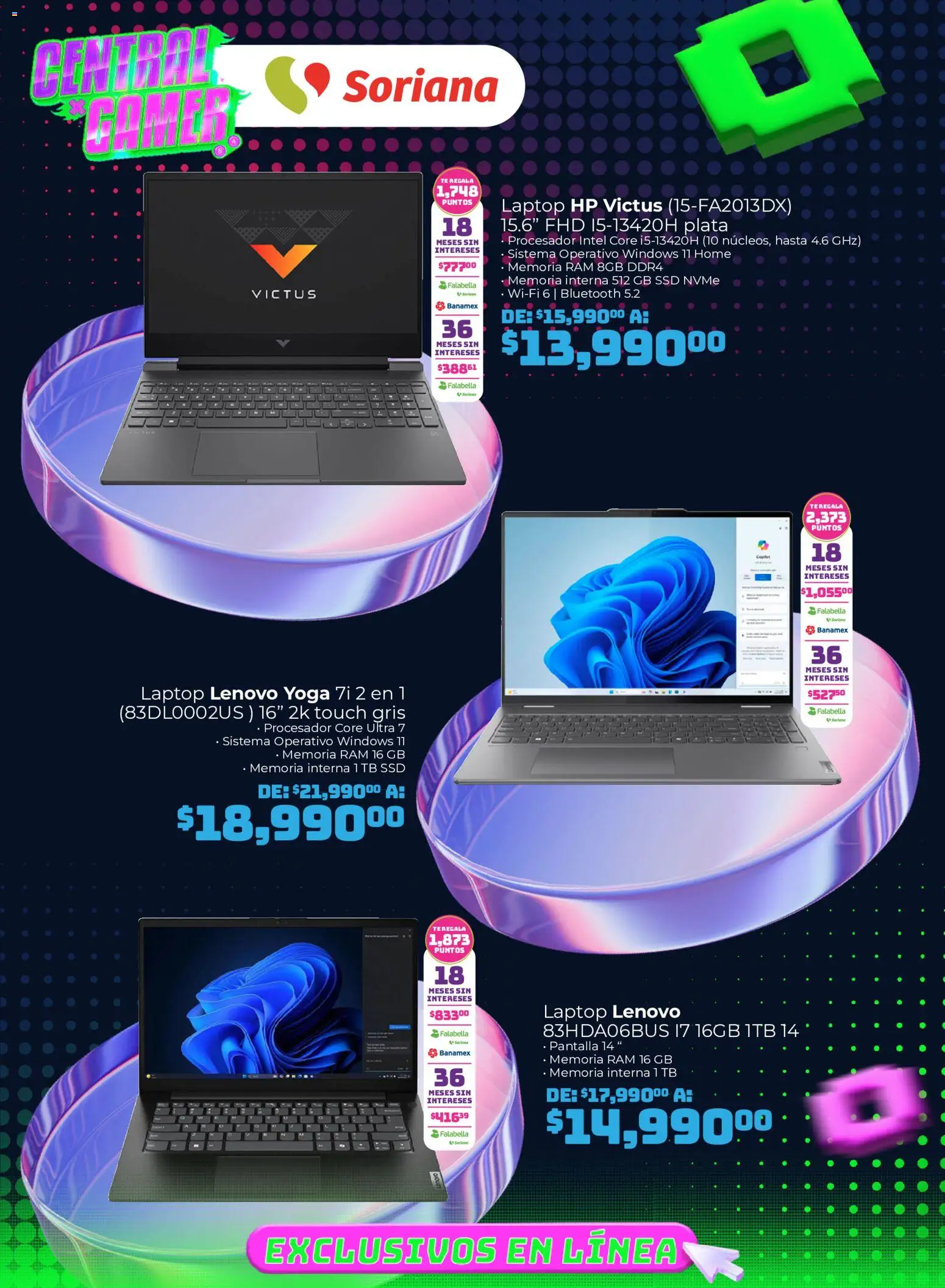 Vista previa las ofertas de la tienda Soriana - Soriana Duplicate of Central Gamer Exclusivo en línea desde el 31/07/2026 - Laptop, Té