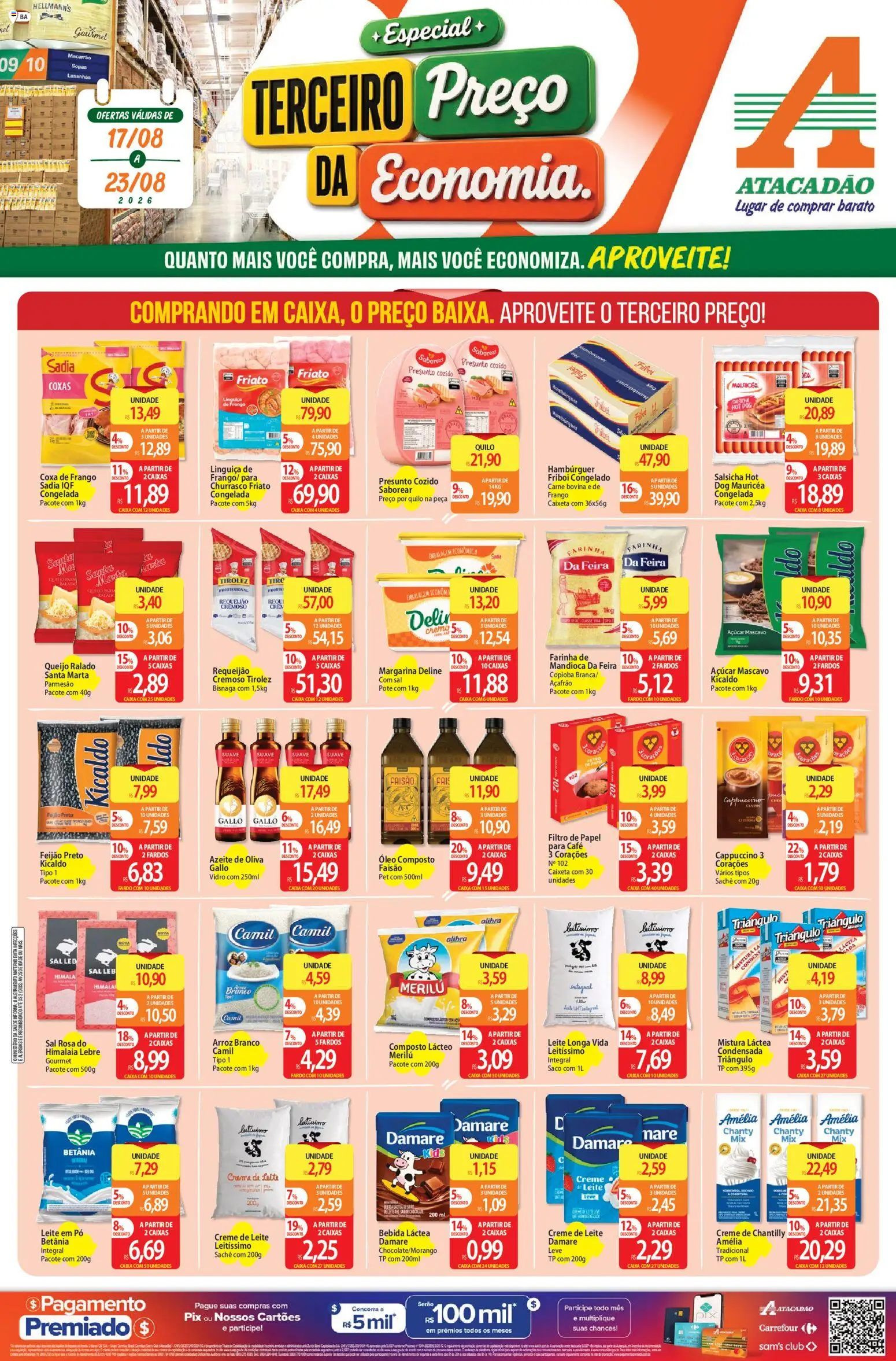 Pré-Visualização do folheto "Atacadão ofertas - BA" da loja Atacadão válido a partir de 17/08/2026 - Óleo, Azeite, Pó, Linguiça, Presunto, Fita, Leite longa vida, Friato