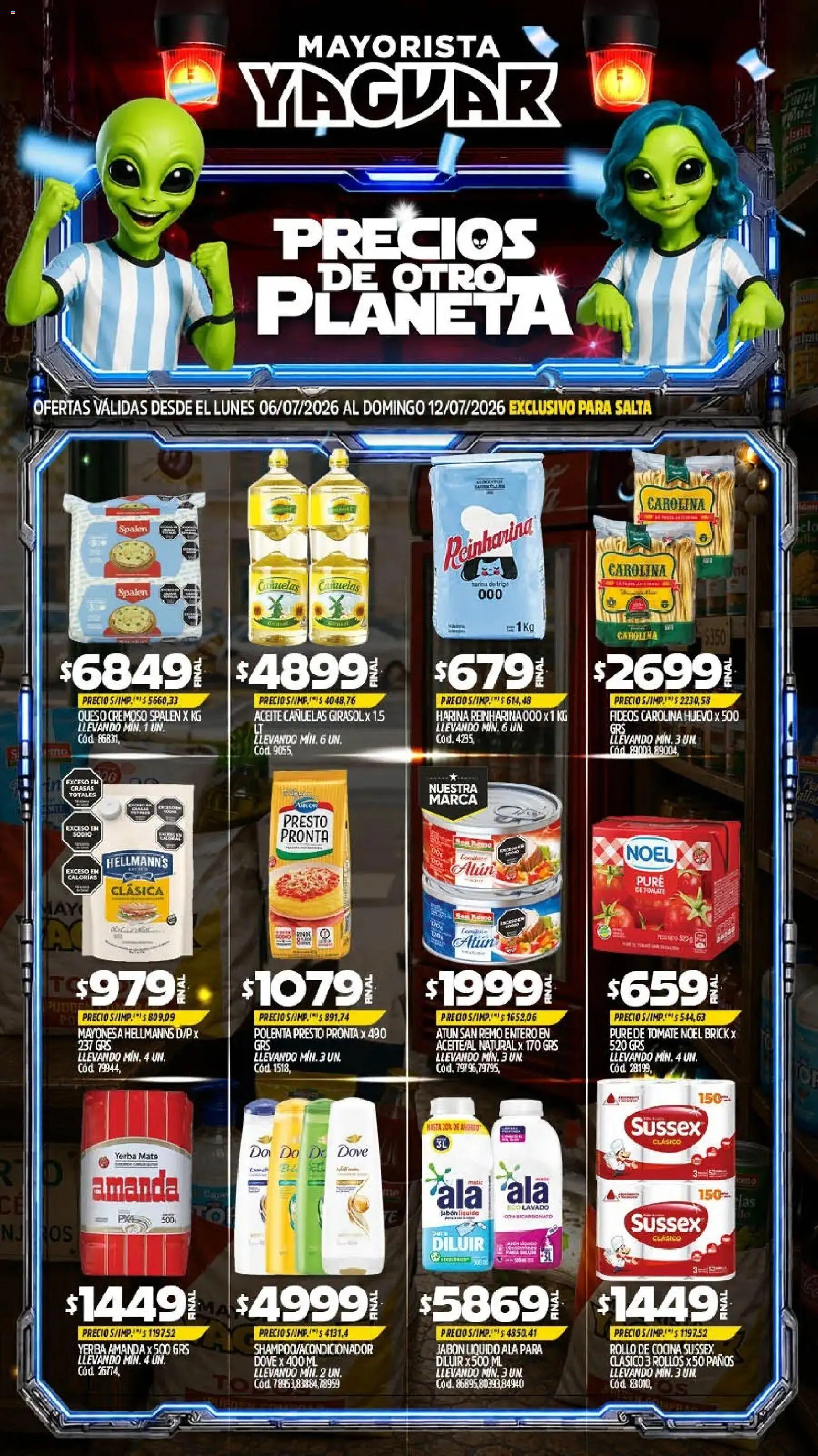 Vista previa del folleto de la tienda Yaguar válido desde el 06/07/2026 - Cocina, Tomate, Aceite, Fideos, Atún, Jabón, Jabón líquido, Pure de Tomate