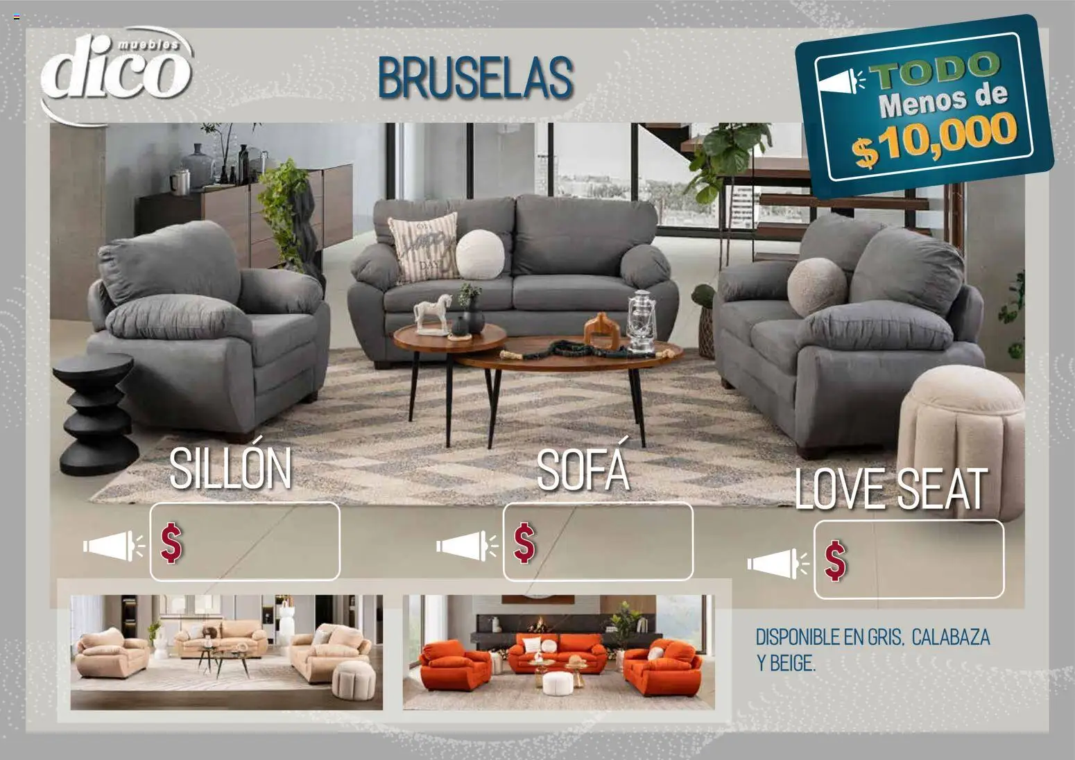 Vista previa las ofertas de la tienda Muebles Dico - Muebles Dico catálogo Todo menos de 10000 Pacifico desde el 09/04/2026 - Calabaza, Sillón, Sofá