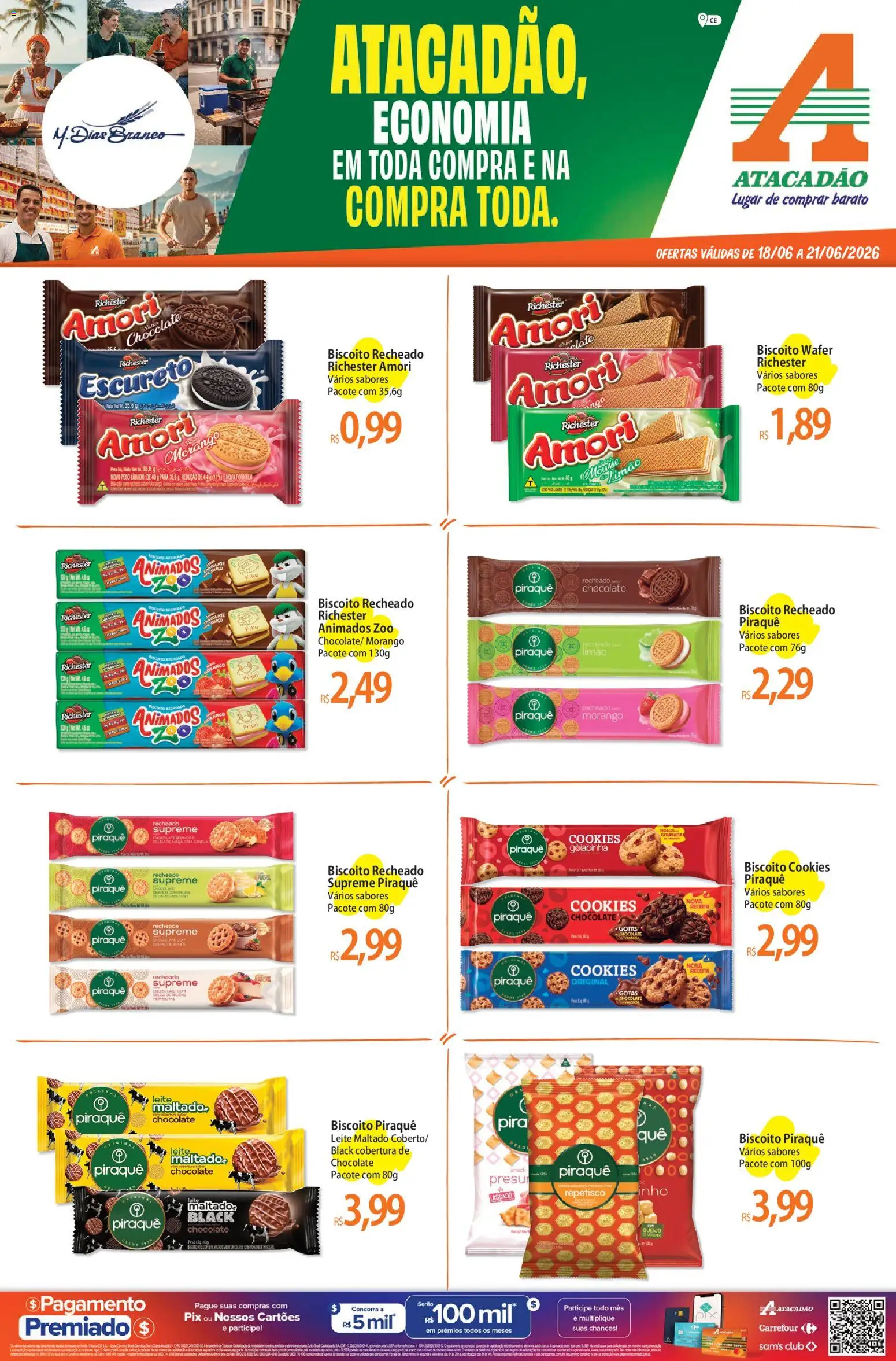 Pré-Visualização do folheto "Atacadão ofertas - CE" da loja Atacadão válido a partir de 18/06/2026 - Câmera, Chocolate, Cookies, Biscoito, Leite, Queijo, Mousse, Biscoito recheado