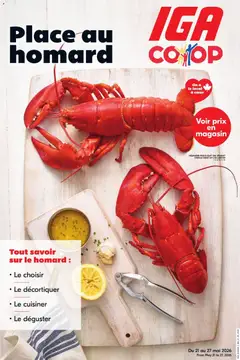 Un aperçu du dépliant IGA circulaire - Place au homard du magasin IGA est valide à partir 21 mai 2026