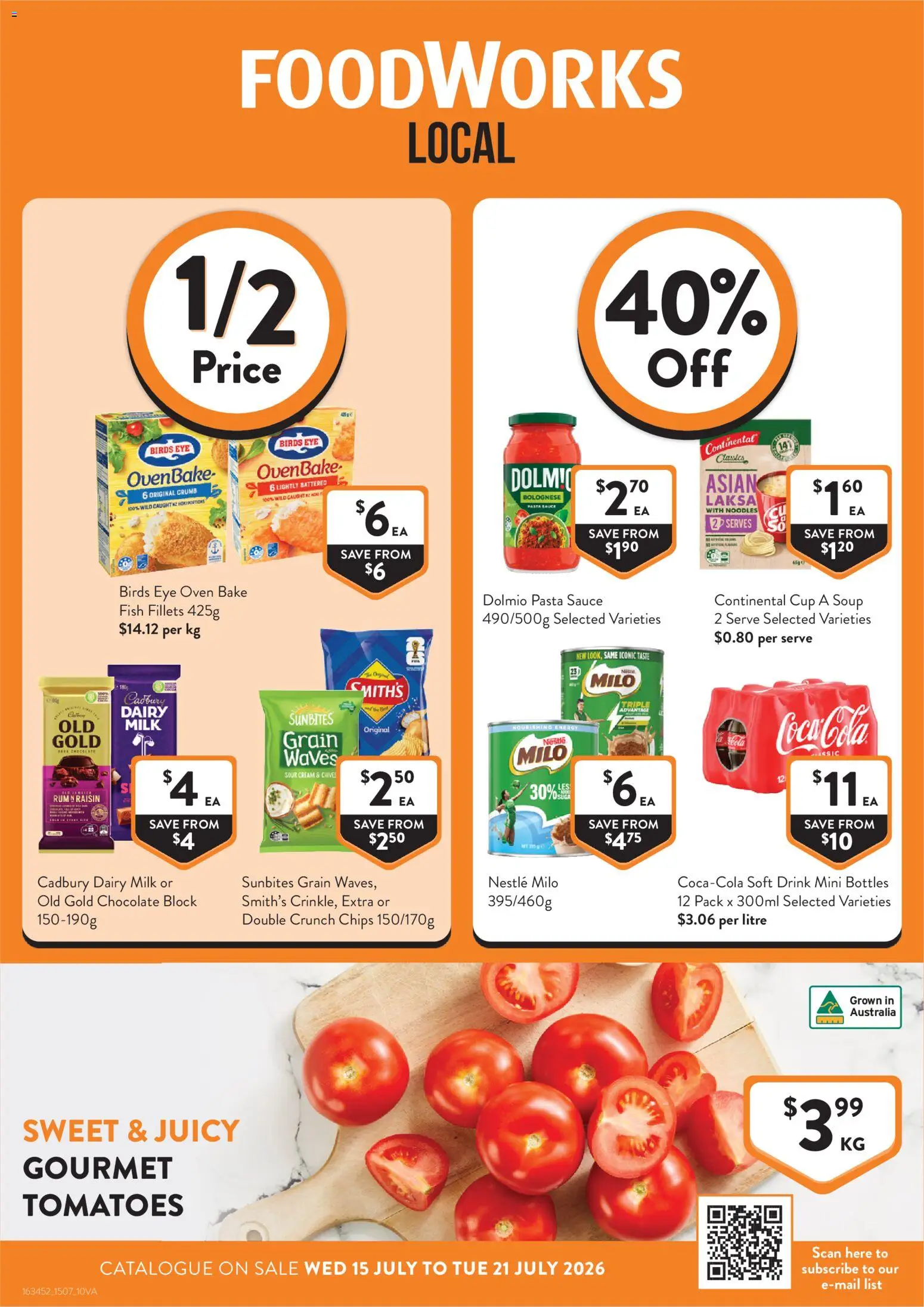 Preview of catalogue Foodworks catalogue VIC from shop Foodworks valid 15/07/2026 - Dairy, Chocolate, Noodles, Pasta, Chips, Cream, Rum, Soup
