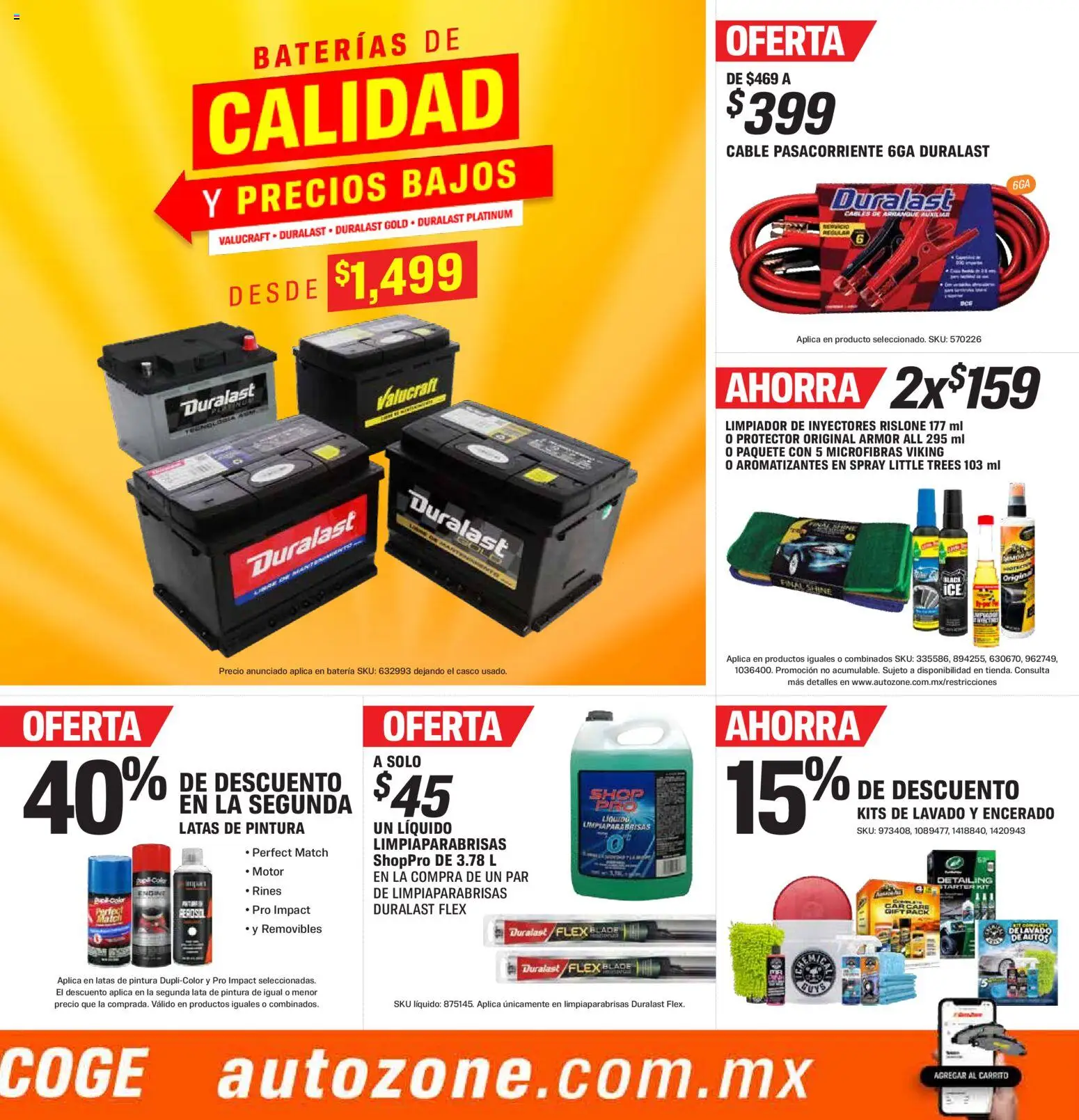 Vista previa las ofertas de la tienda AutoZone - Catálogo desde el 15/02/2026 - Pintura, Batería, Cable, Limpiador