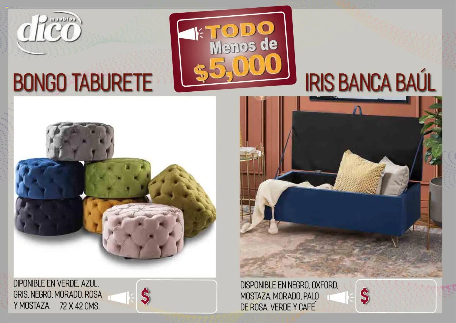 Vista previa las ofertas de la tienda Muebles Dico - Muebles Dico catálogo Todo menos de 5000 Pacifico desde el 09/04/2026 