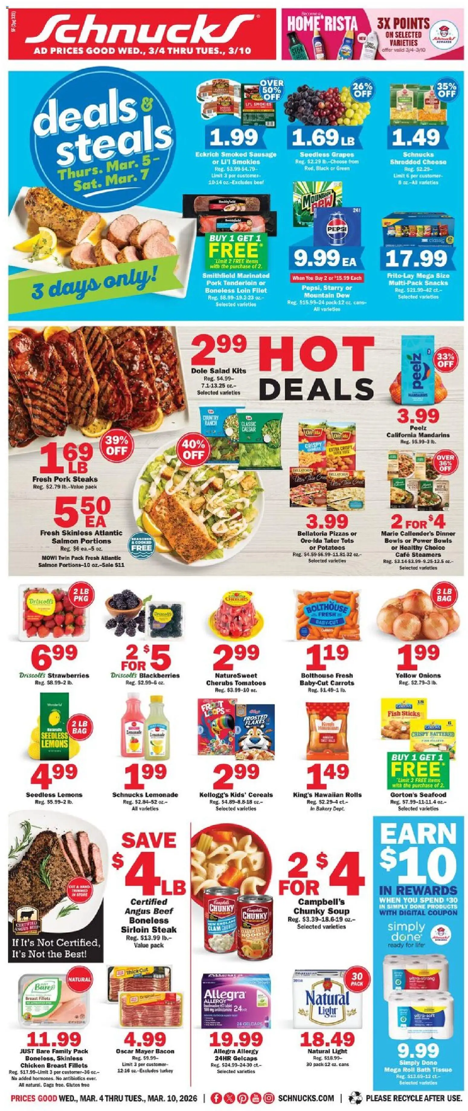 Ad Preview of Schnucks Ad from 03/04/2026 - Strawberries, Cheese, Tomatoes, Carrots, Beef, Pork, Pork tenderloin, Chicken