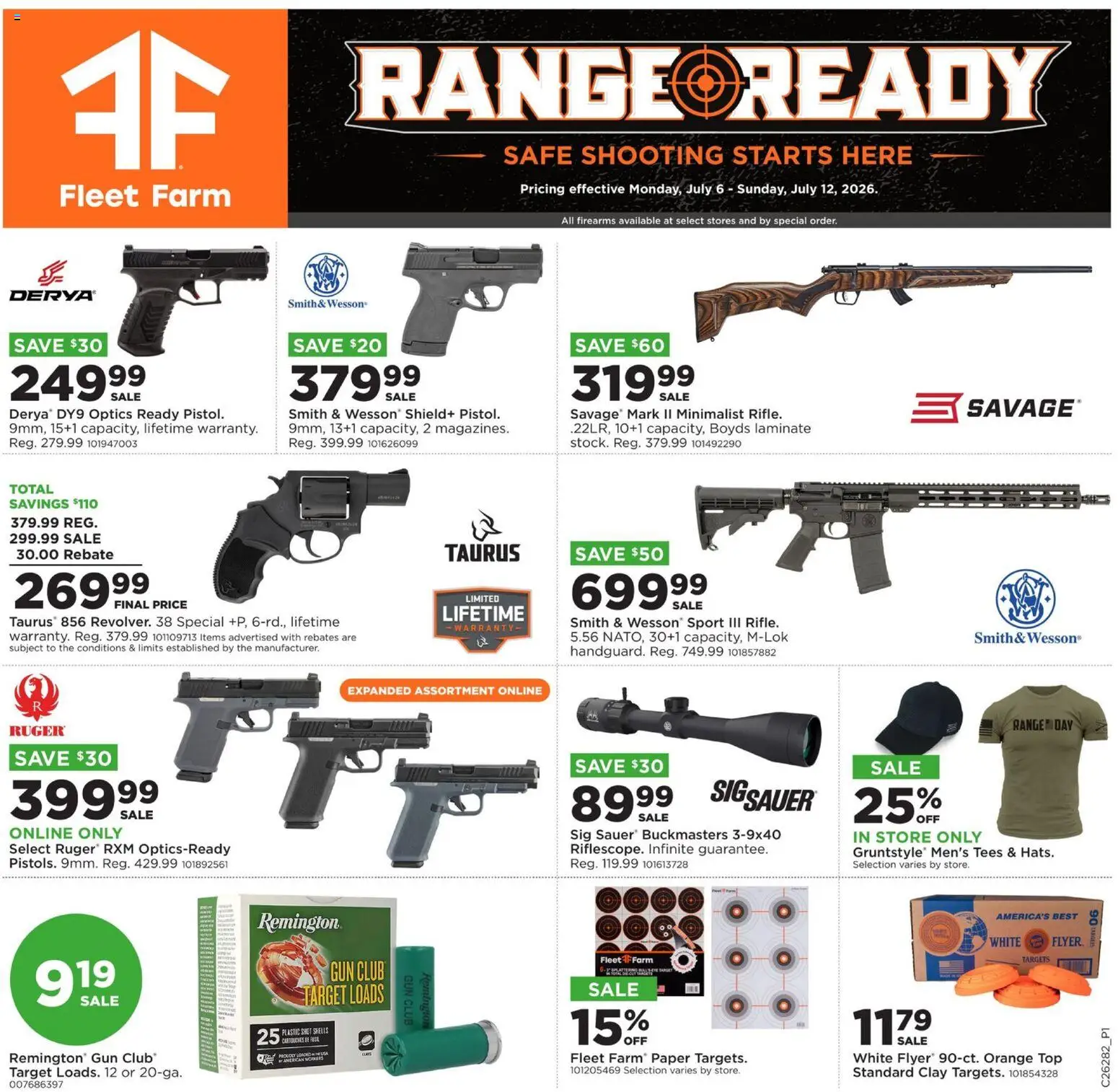 Ad Preview of Mills Fleet Farm Mills Fleet Farm Take Aim from 07/06/2026 - Gun, Safe