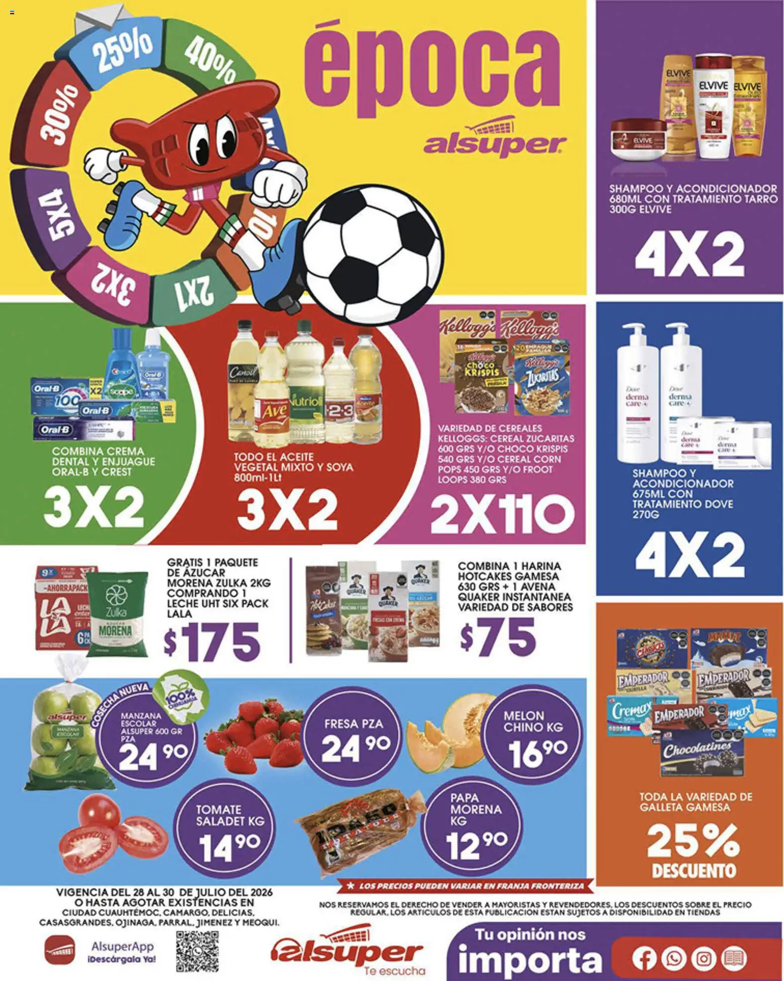 Vista previa las ofertas de la tienda Alsuper - Alsuper folleto desde el 28/07/2026 - Azúcar, Tomate, Leche, Crema, Aceite, Harina, Sobre, Leche UHT