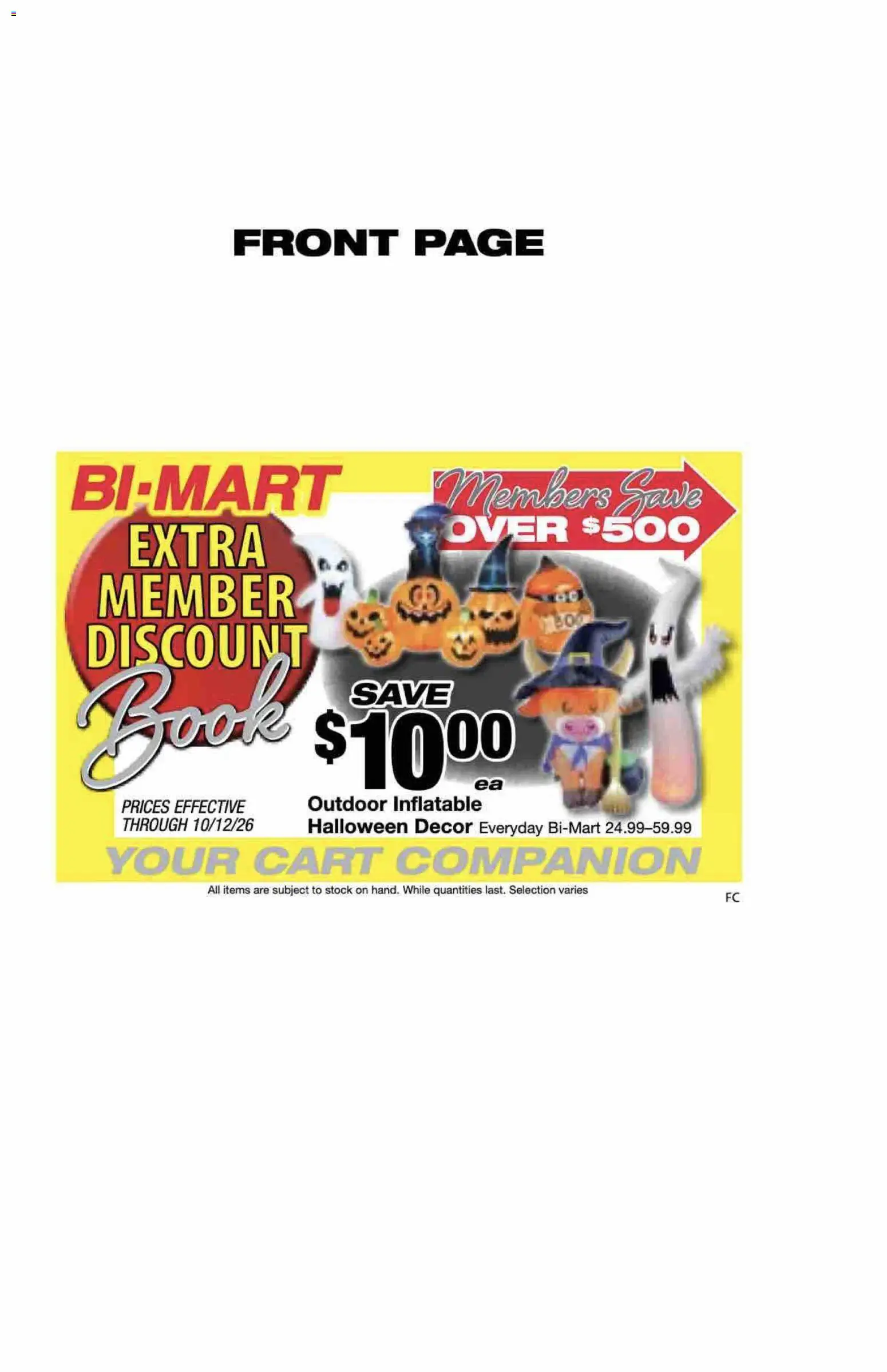 Ad Preview of Bi-Mart Bi-Mart Extra Member Discount Book from 09/28/2026