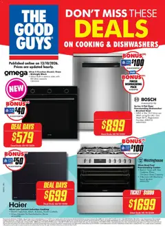 Preview of catalogue The Good Guys Deals on cooking dishwashers from shop The Good Guys valid 12/10/2026