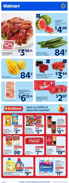 Un aperçu du dépliant Walmart weekly flyer du magasin Walmart est valide à partir 4 juin 2026