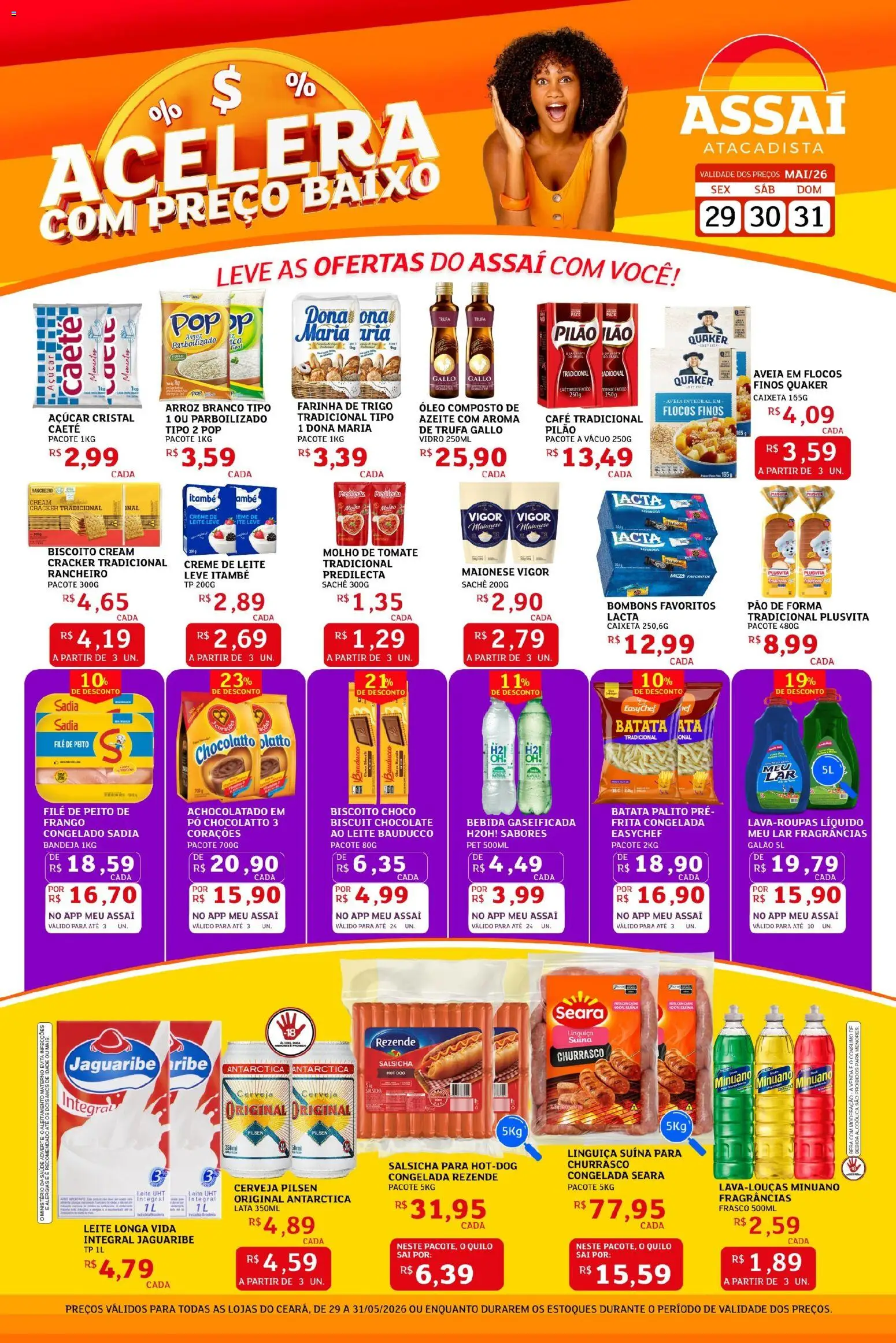 Pré-Visualização do folheto "Assaí Atacadista ofertas - CE" da loja Assaí Atacadista válido a partir de 29/05/2026 - Chocolate, Leite, Batata, Açúcar, Maionese, Bandeja, Achocolatado, Cream cracker