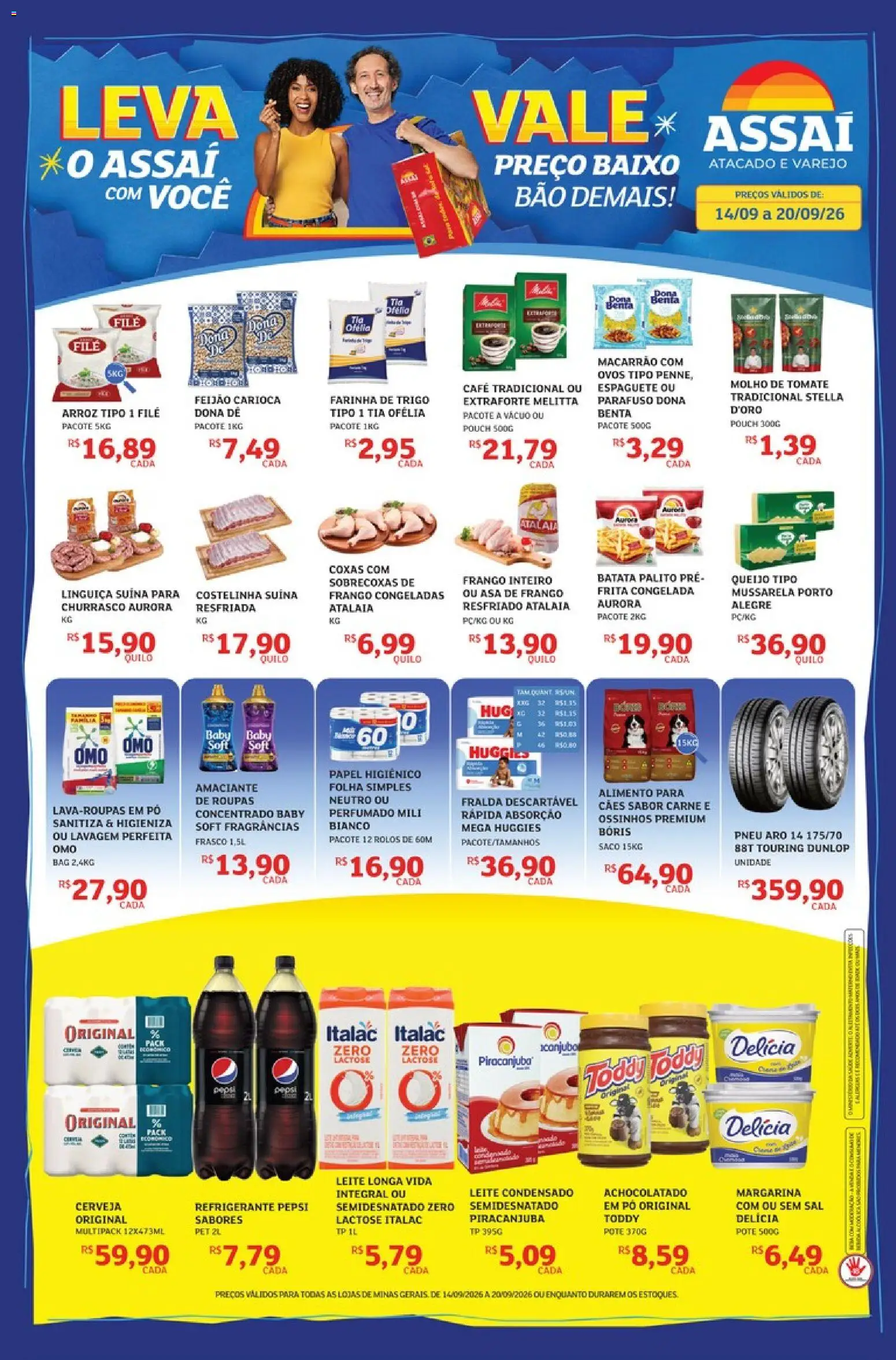 Pré-Visualização do folheto "Assaí Atacadista ofertas - MG" da loja Assaí Atacadista válido a partir de 14/09/2026 - Café, Cerveja, Leite, Frango, Amaciante, Espaguete, Achocolatado, Leite longa vida