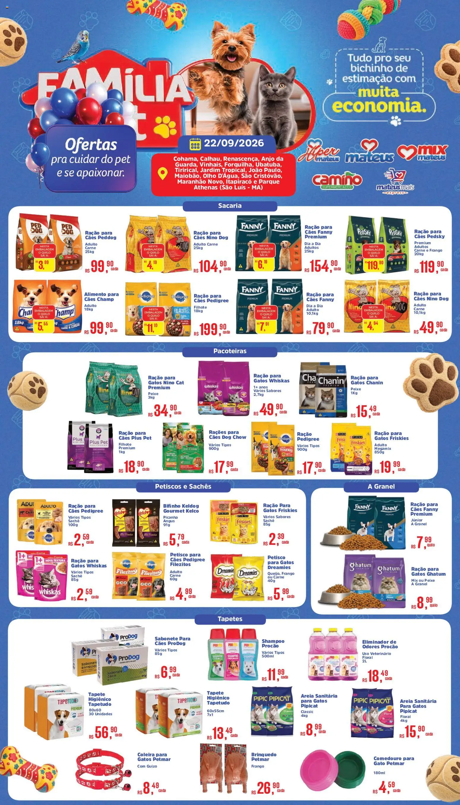 Pré-Visualização do folheto "Mateus ofertas Familia Pet" da loja Mateus válido a partir de 22/09/2026
