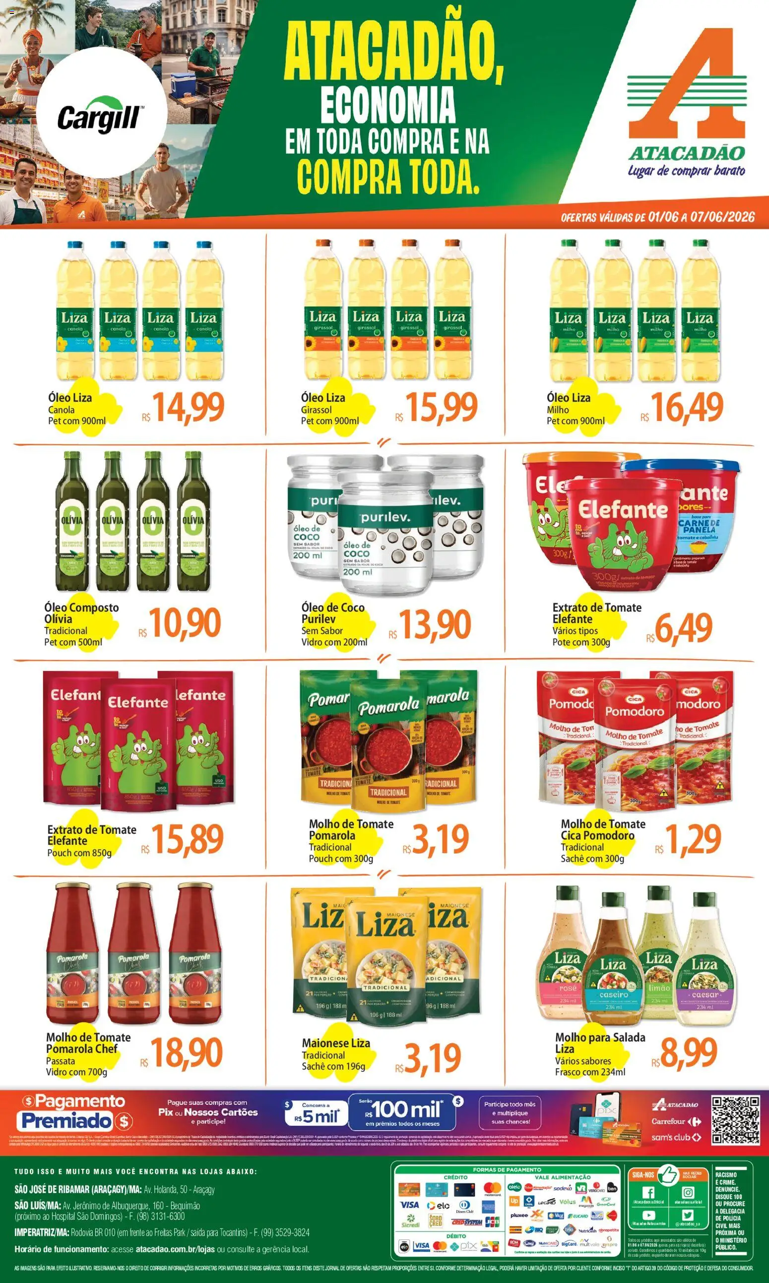 Pré-Visualização do folheto "Atacadão ofertas - MA" da loja Atacadão válido a partir de 01/06/2026 - Óleo, Base, Maionese, Milho, Panela, Molho de tomate, Molho para salada, Extrato de tomate