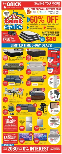 Un aperçu du dépliant The Brick weekly flyer / circulaire du magasin The Brick est valide à partir 30 avr. 2026