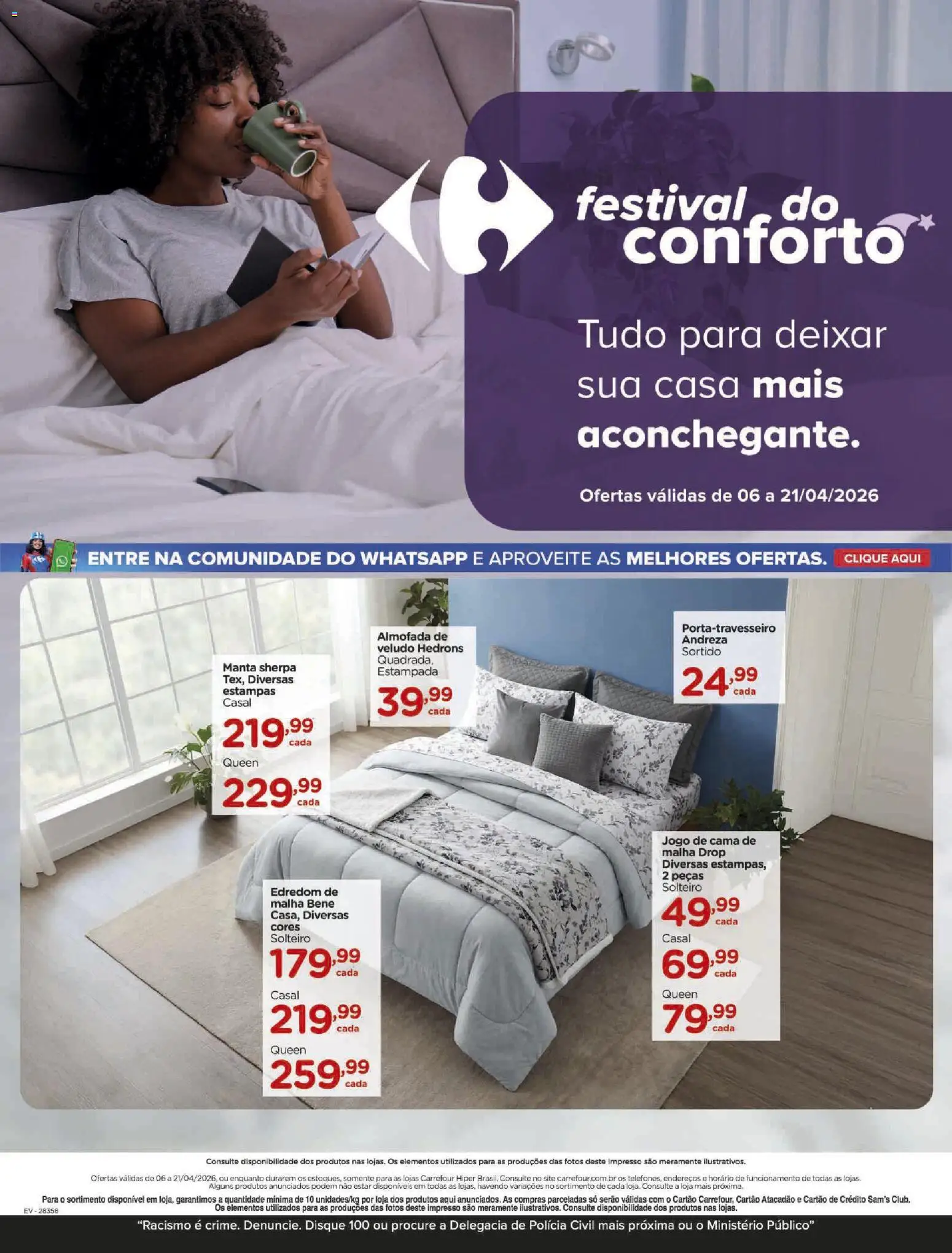Pré-Visualização do folheto "Carrefour ofertas Festival do Conforto" da loja Carrefour válido a partir de 06/04/2026 - Cama, Edredom, Almofada, Jogo de cama