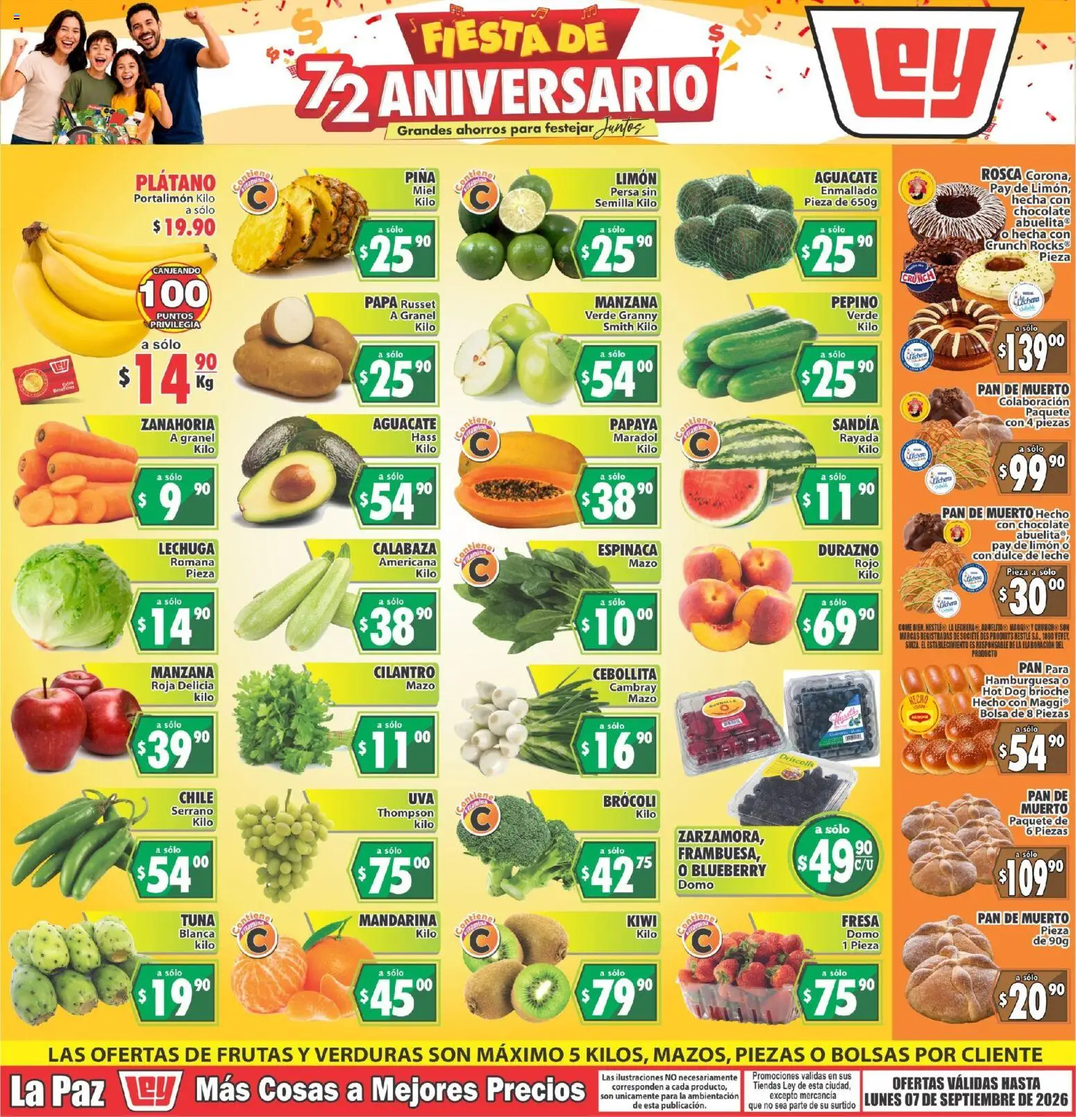 Vista previa las ofertas de la tienda Casa Ley - Casa Ley folleto Autoservicio desde el 04/09/2026 - Papa, Pan, Bolsa, Aguacate, Plátano, Kiwi, Durazno, Miel