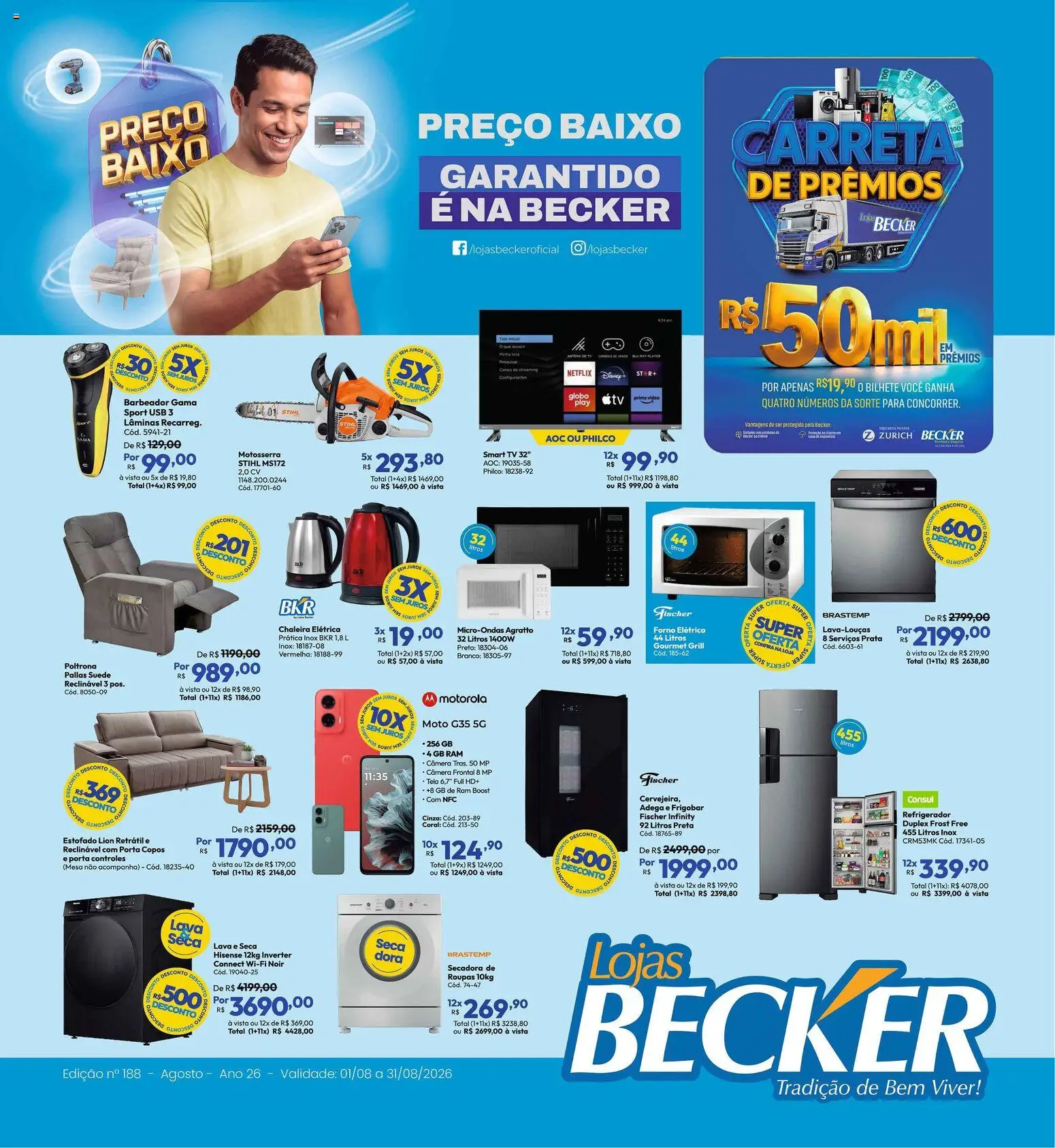 Pré-Visualização do folheto "Lojas Becker ofertas Agosto" da loja Lojas Becker válido a partir de 01/08/2026
