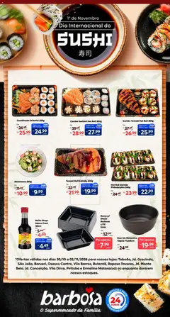 Pré-Visualização do folheto "Barbosa Supermercados ofertas Dia Internacional do Sushi" da loja Barbosa Supermercados válido a partir de 30/10/2026