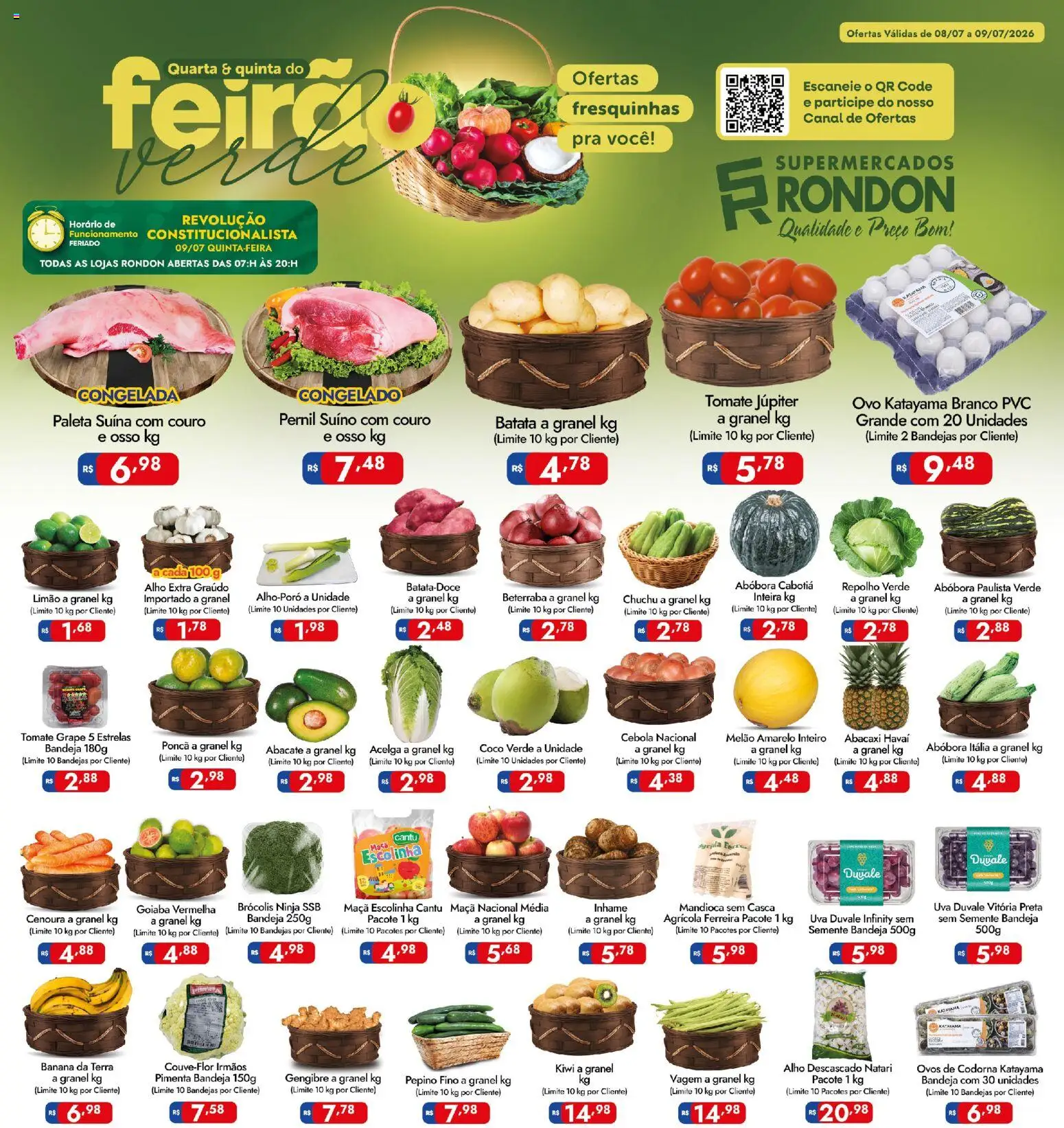 Pré-Visualização do folheto "Supermercados Rondon - Ofertas da semana" da loja Supermercados Rondon válido a partir de 08/07/2026