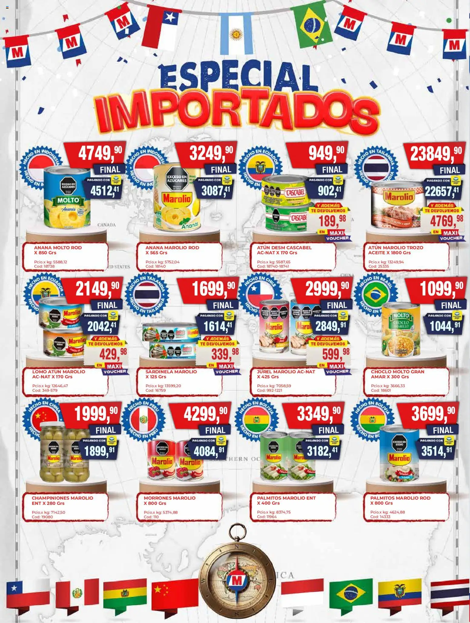 Vista previa del folleto de la tienda Maxiconsumo válido desde el 10/08/2026 - Chocolate, Té, Aceite, Lomo, Palmitos, Atún, Choclo, Ananá