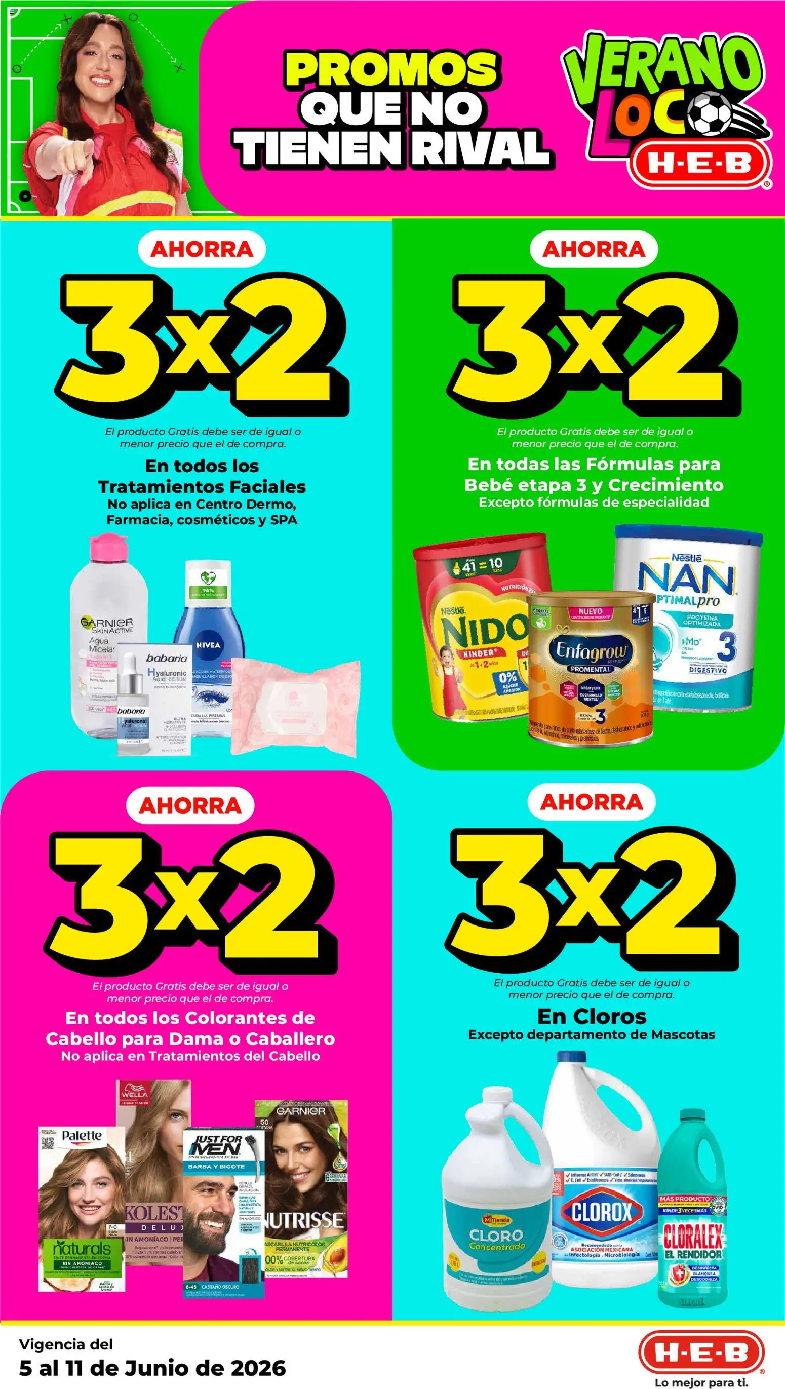 Vista previa las ofertas de la tienda H-E-B - H-E-B folleto desde el 05/06/2026 - Agua, Proteína, Azúcar, Leche, Crema, Agua micelar, Serum, Cloro