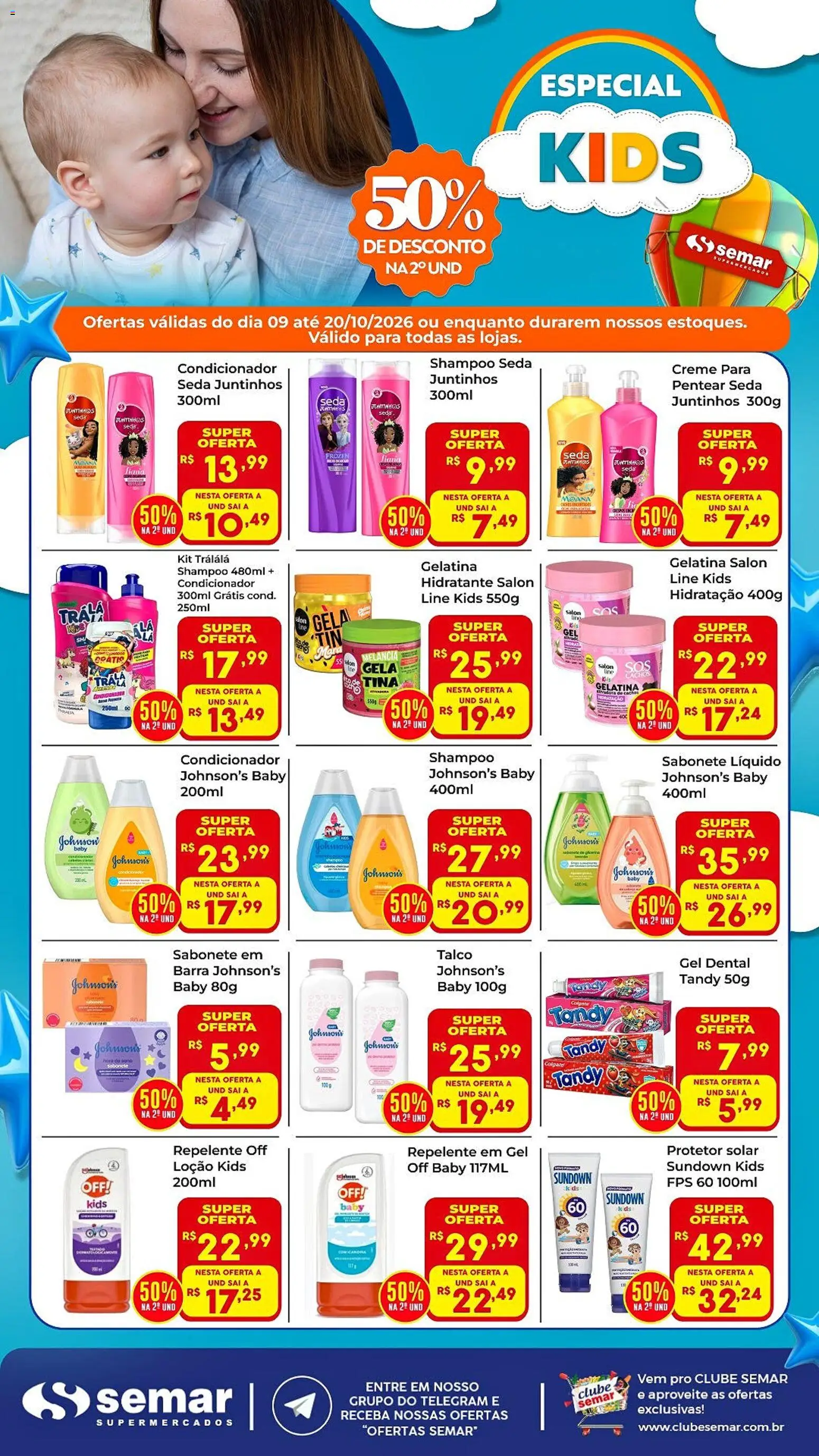 Pré-Visualização do folheto "Semar Supermercado ofertas Kids" da loja Semar Supermercado válido a partir de 09/10/2026