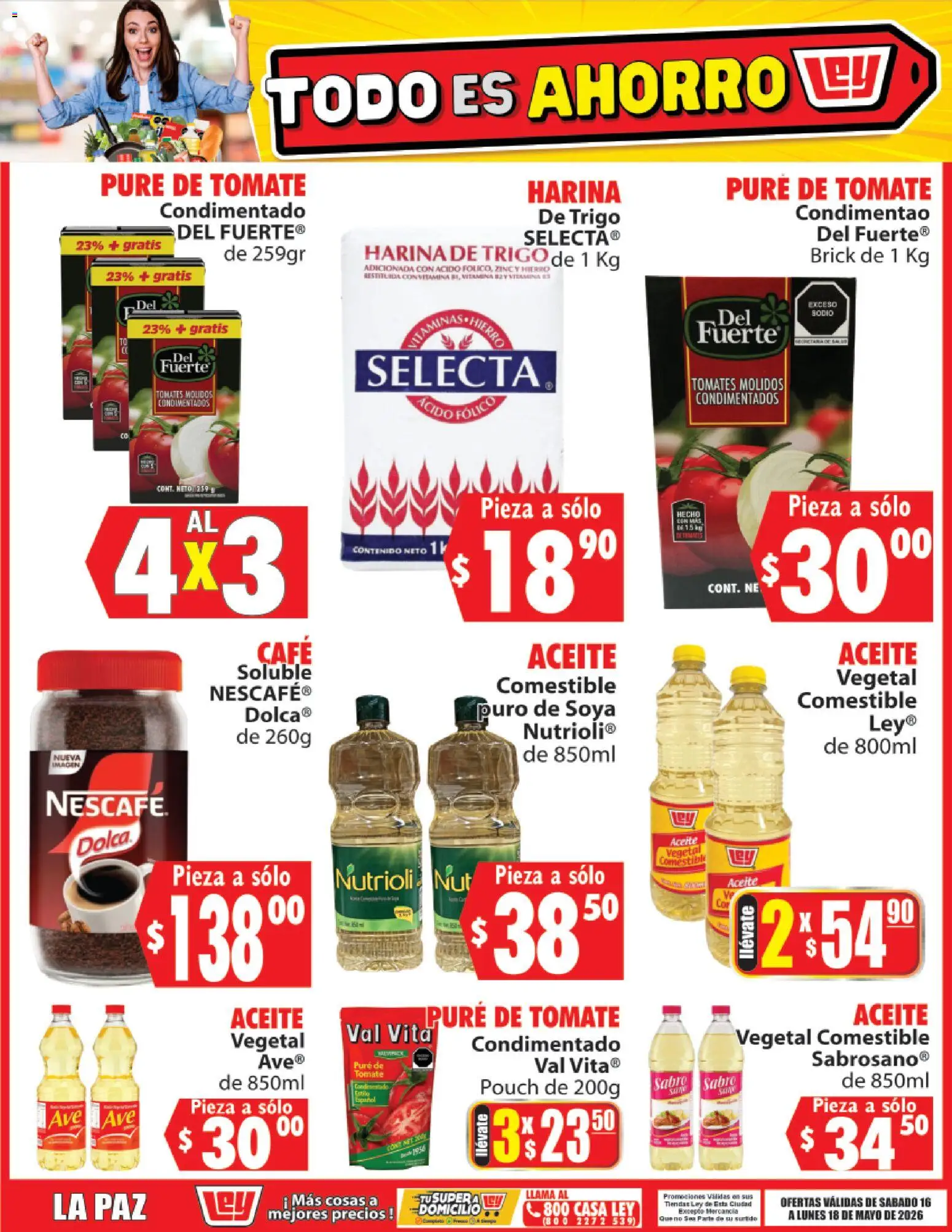 Vista previa las ofertas de la tienda Casa Ley - Casa Ley folleto Todo es ahorro desde el 16/05/2026 - Café, Tomate, Tomates, Aceite, Harina, Aceite vegetal, Pure de Tomate, Puré