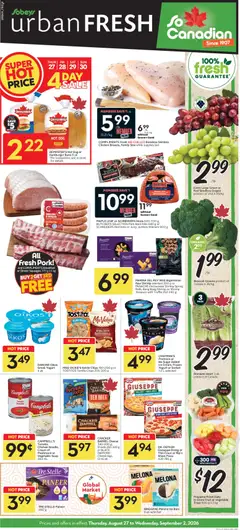 Un aperçu du dépliant Sobeys weekly flyer / circulaire du magasin Sobeys est valide à partir 27 août 2026