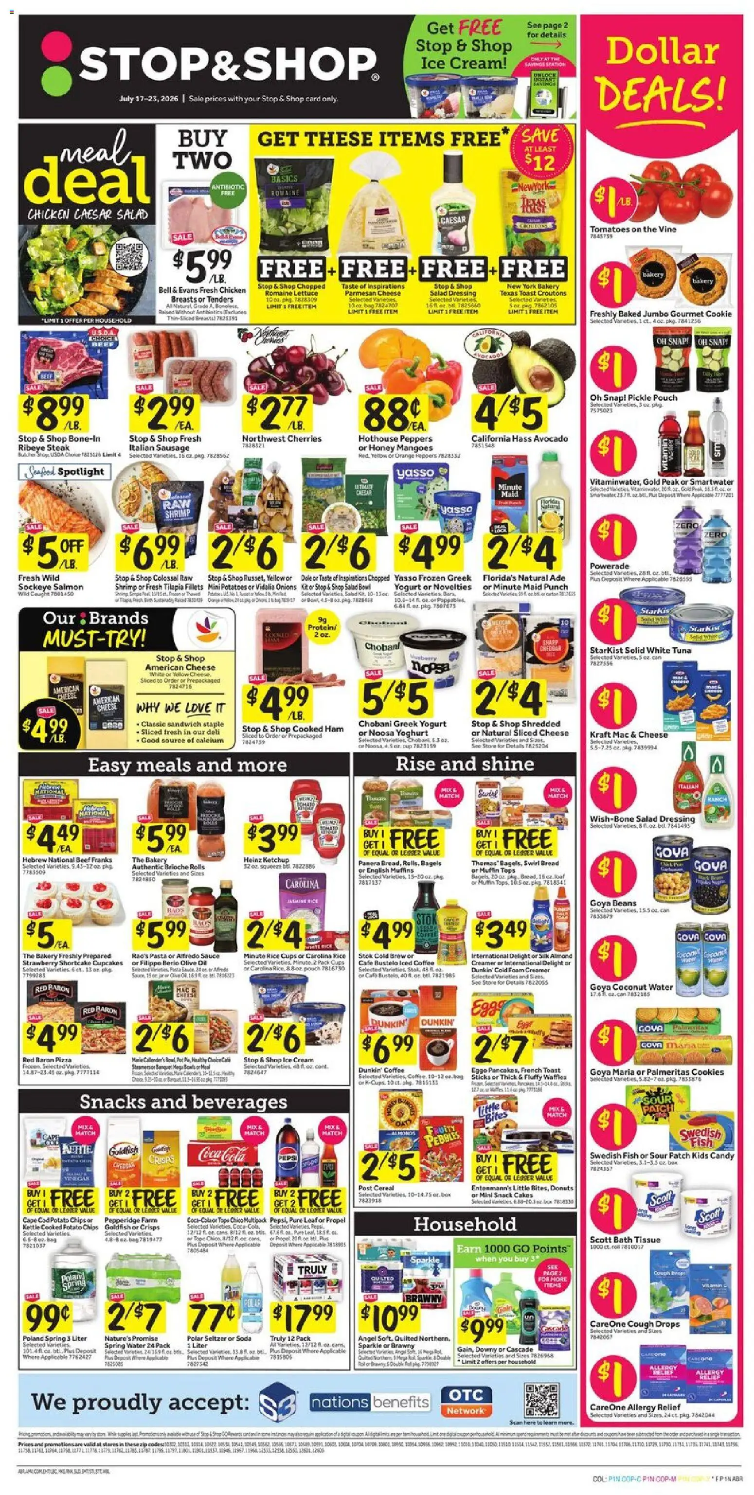 Ad Preview of Stop & Shop Stop & Shop Weekly Circular - NY from 07/17/2026 - Steak, Candy, Cheese, Cereal, Oil, Tuna, Ketchup, Beverages