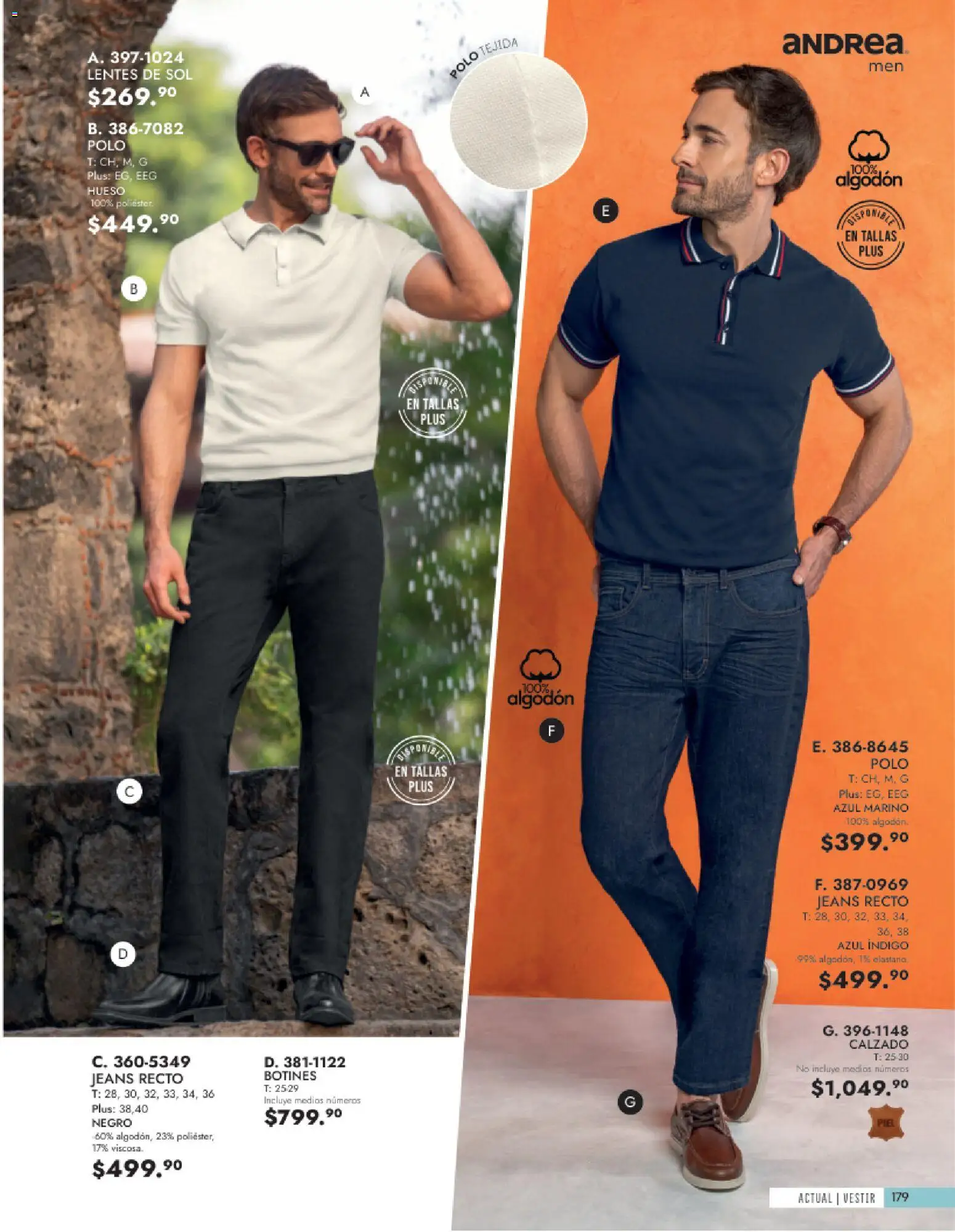 Vista previa las ofertas de la tienda Andrea - Andrea catálogo Vestir Caballero desde el 24/05/2026 - Lentes, Lentes de sol, Botines, Algodón