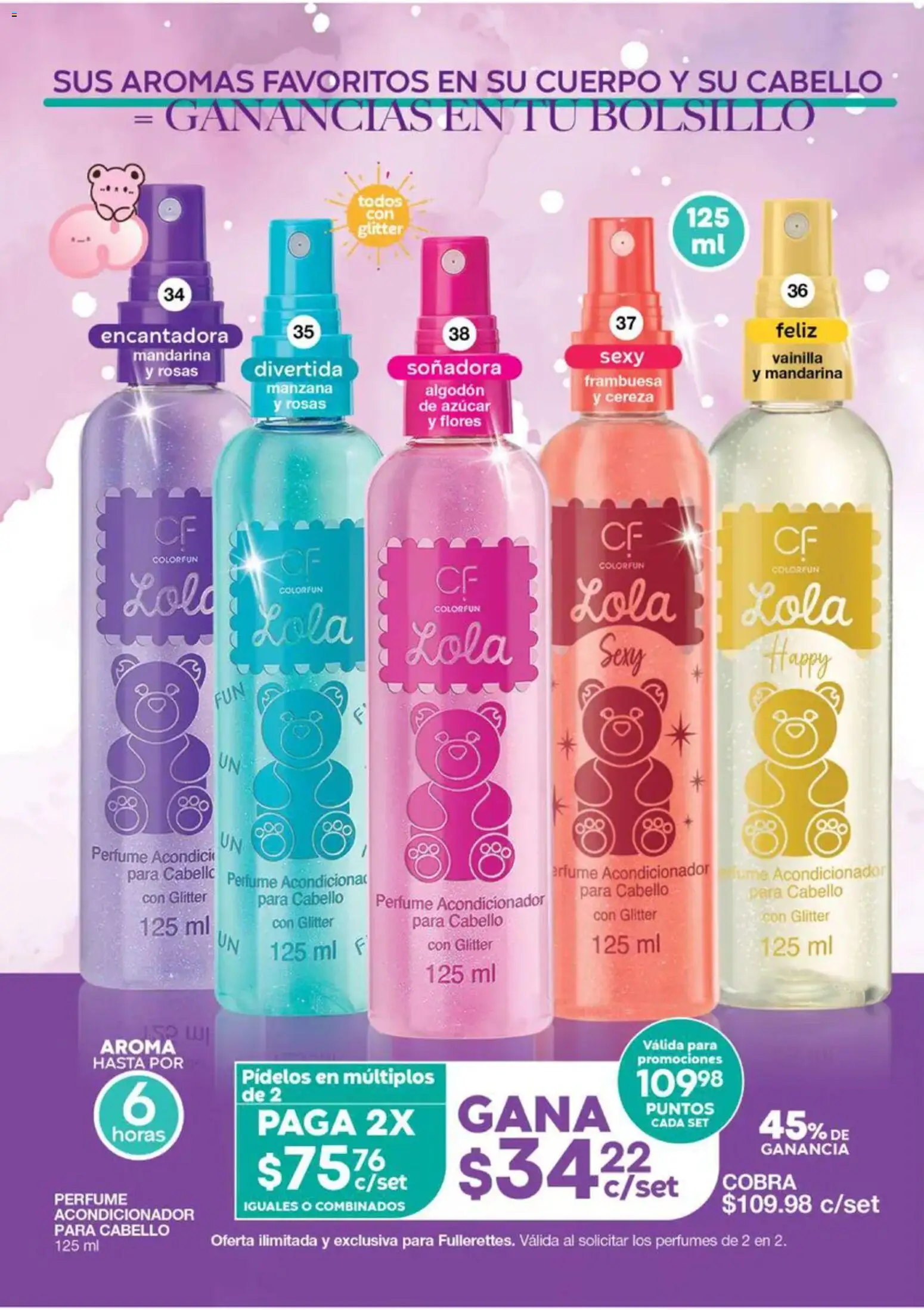 Vista previa las ofertas de la tienda Fuller - Fuller Gana Más 12 2026 desde el 16/09/2026 - Flores, Perfumes, Perfume, Manzana, Azúcar, Vainilla, Algodón, Glitter