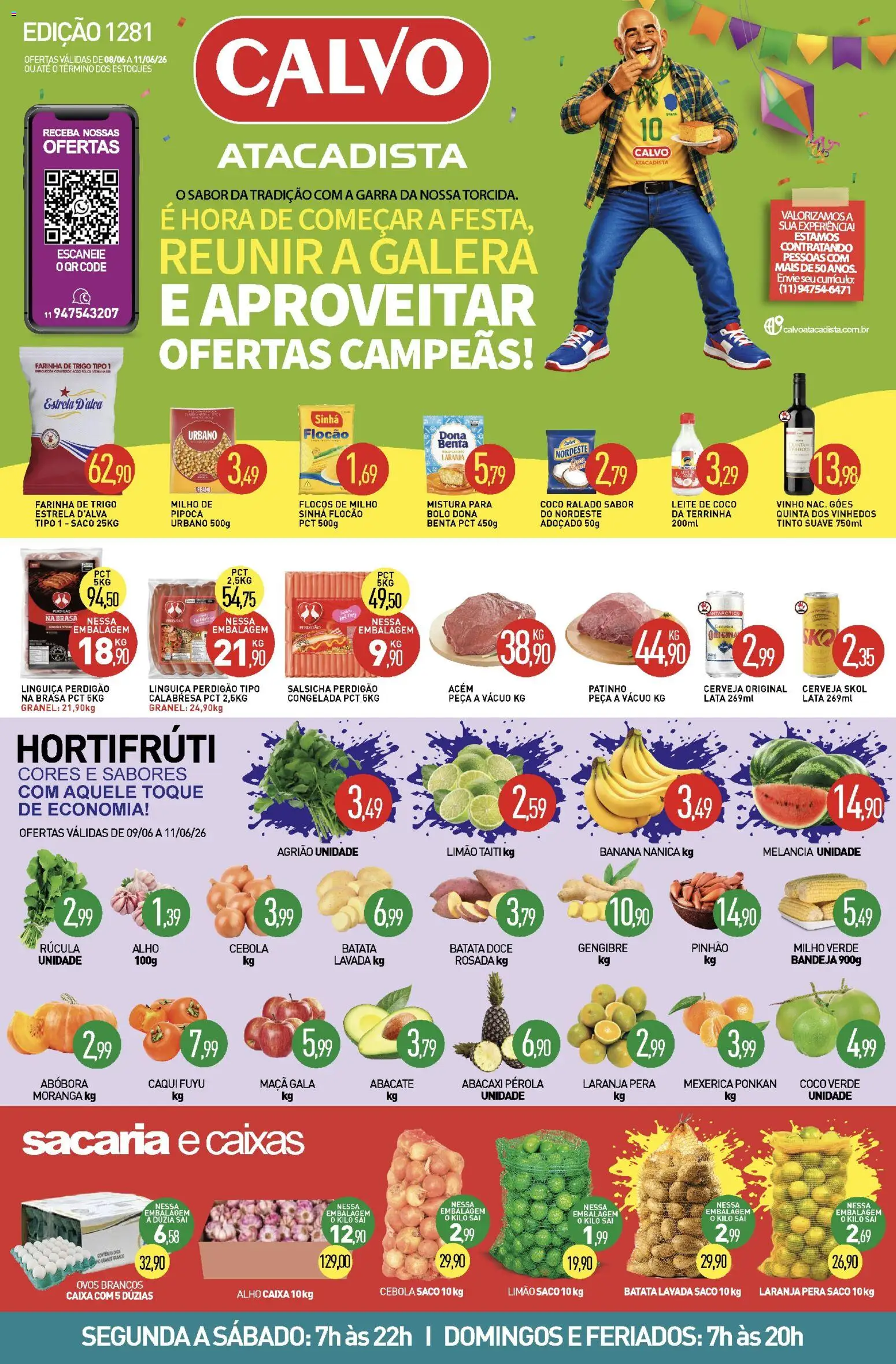 Pré-Visualização do folheto "Calvo Atacadista - Ofertas da semana" da loja Calvo Atacadista válido a partir de 09/06/2026 - Coco, Bolo, Abacaxi, Abacate, Bandeja, Leite de coco, Acém, Flocos