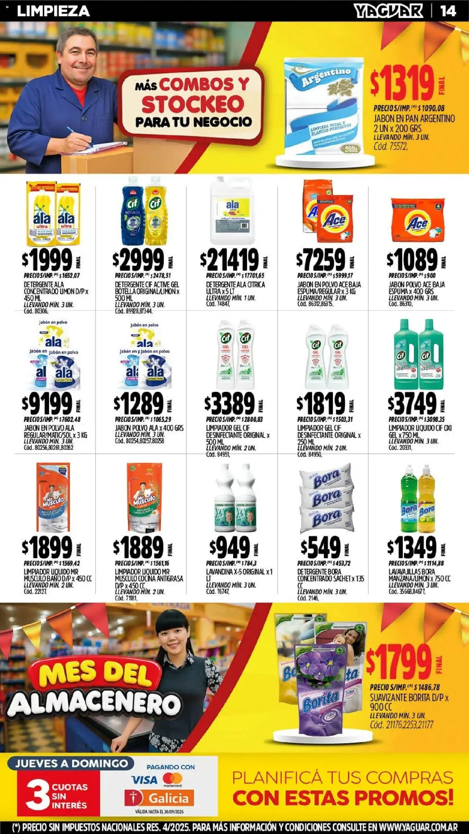 Vista previa del folleto de la tienda Yaguar válido desde el 28/09/2026 - Cocina, Baño, Limón, Lavandina, Suavizante, Desinfectante, Polvo, Antigrasa