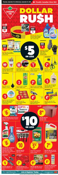 Preview of leaflet Canadian Tire flyer - Dollar Rush from shop Canadian Tire is valid from Sep 10, 2026
