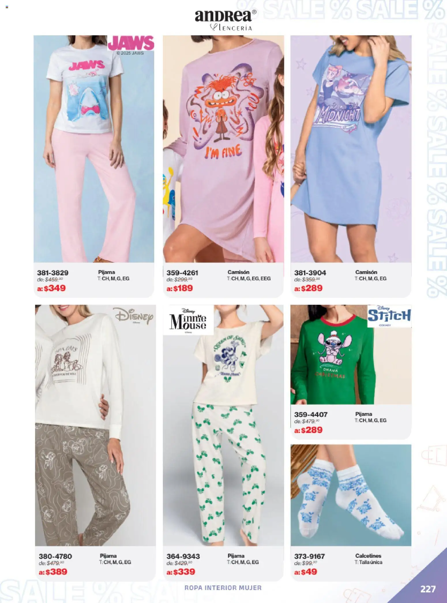 Vista previa las ofertas de la tienda Andrea - Catálogo Outlet desde el 21/12/2025 - Ropa, Pijama, Calcetines, Ropa interior, Camisón