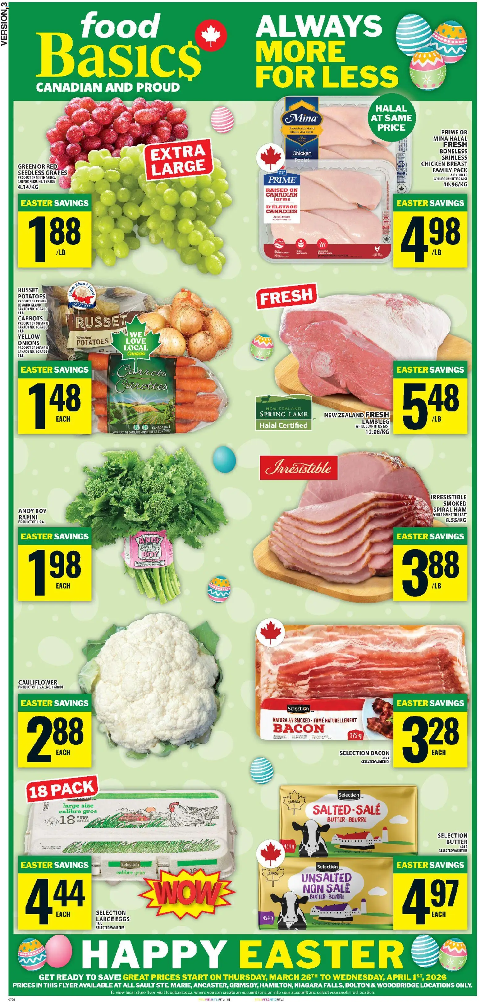 Preview of leaflet Food Basics weekly flyer - Ancaster from shop Food Basics is valid from Mar 26, 2026 - Carottes, Poulet